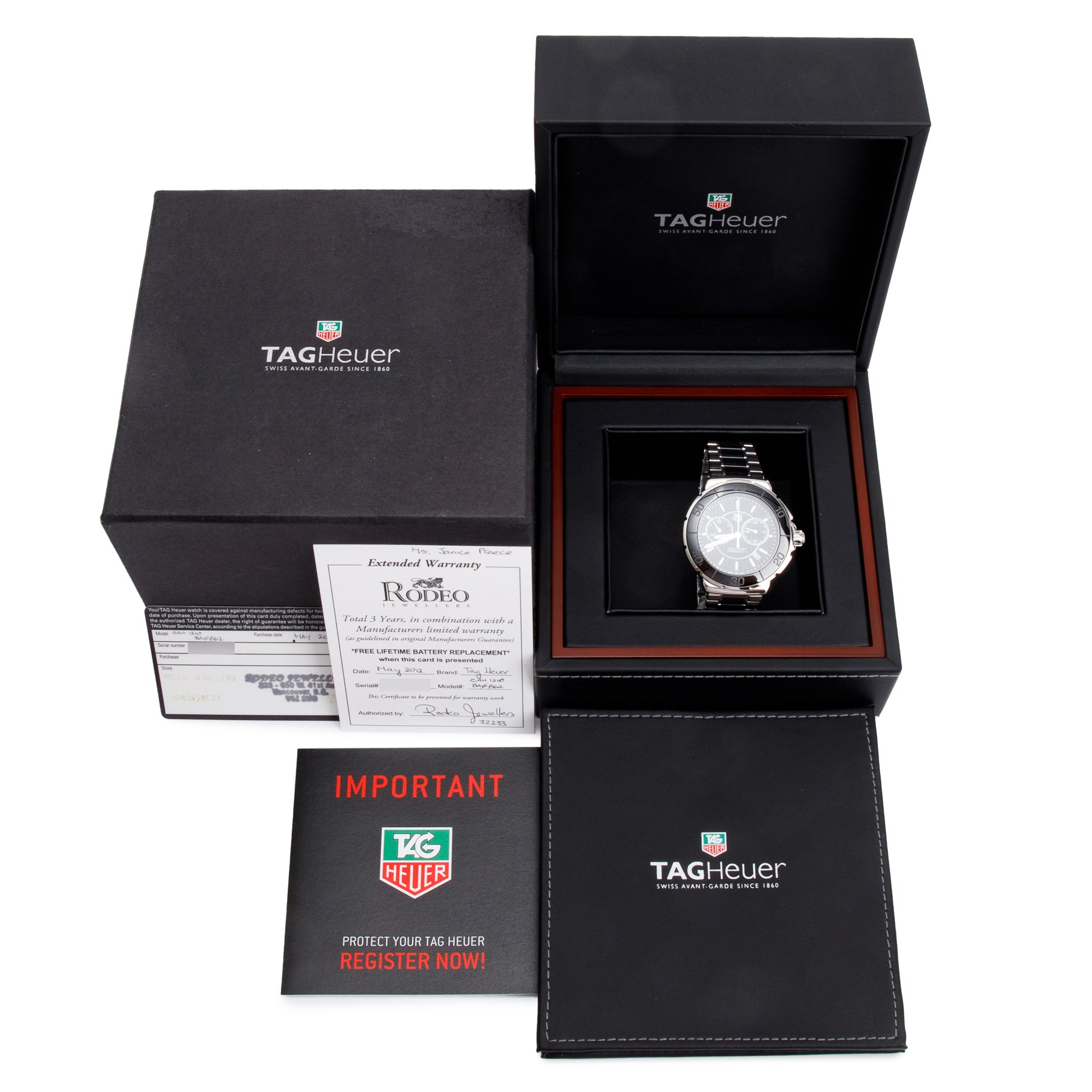 Tag Heuer Stainless Steel & Black Ceramic Formula 1 Chronograph 41 MM Watch CAH1210 w/ Box & Papers