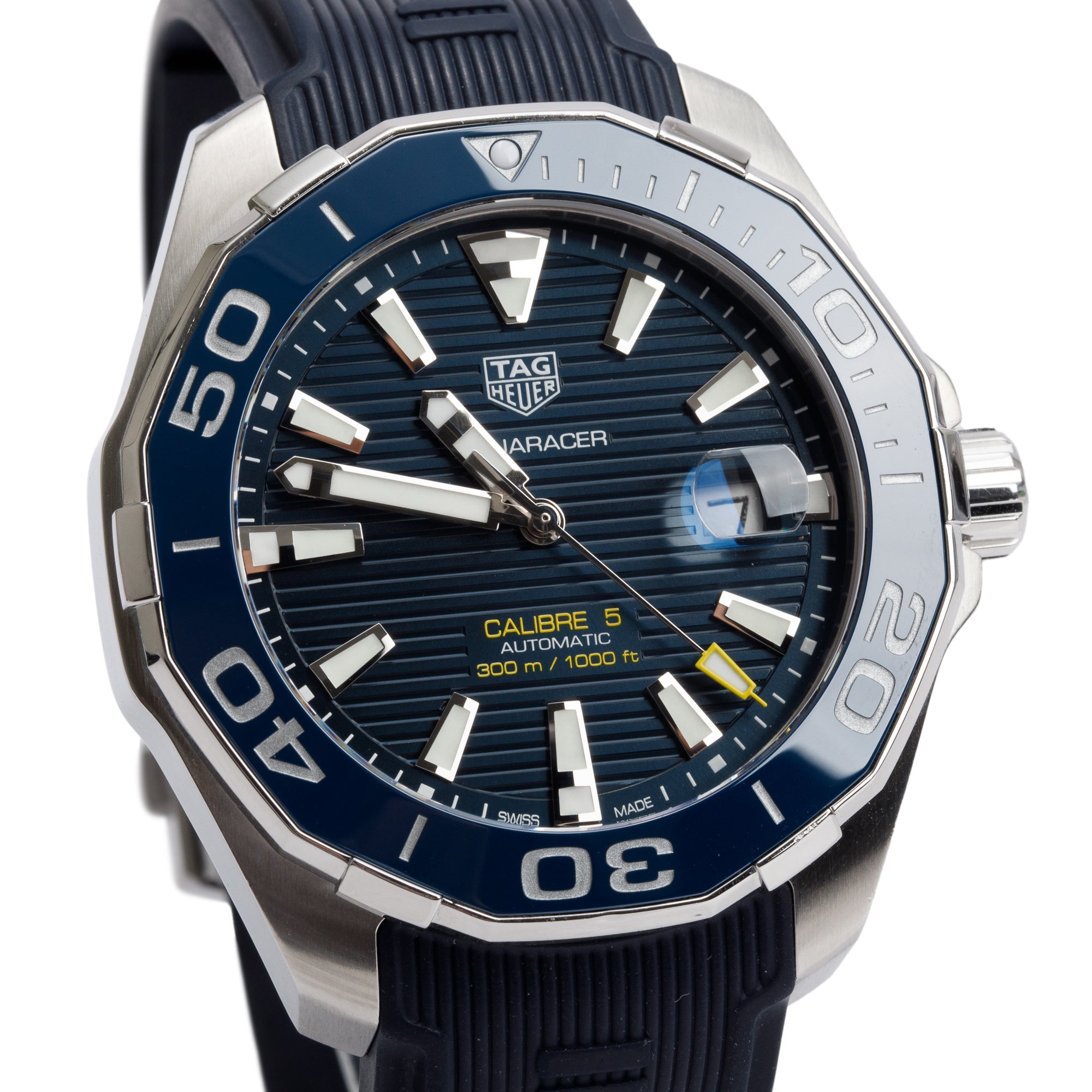 Tag Heuer Stainless Steel Calibre 5 Aquaracer 43 MM Blue Dial Automatic Watch WAY201B