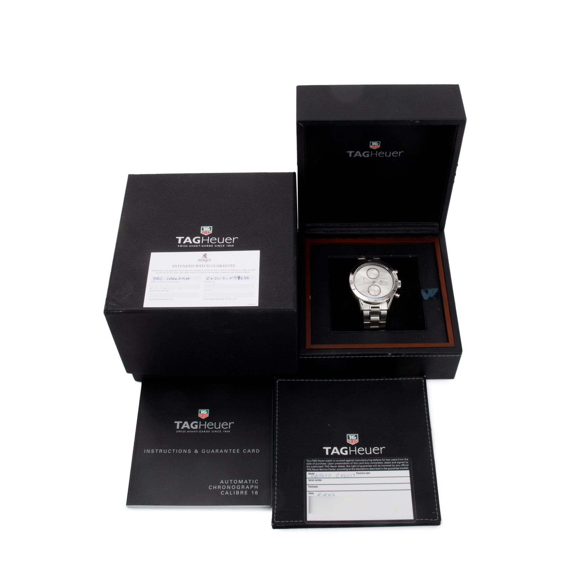 Tag Heuer Stainless Steel Carrera 41 MM Chronograph Automatic Watch w/ Box & Papers