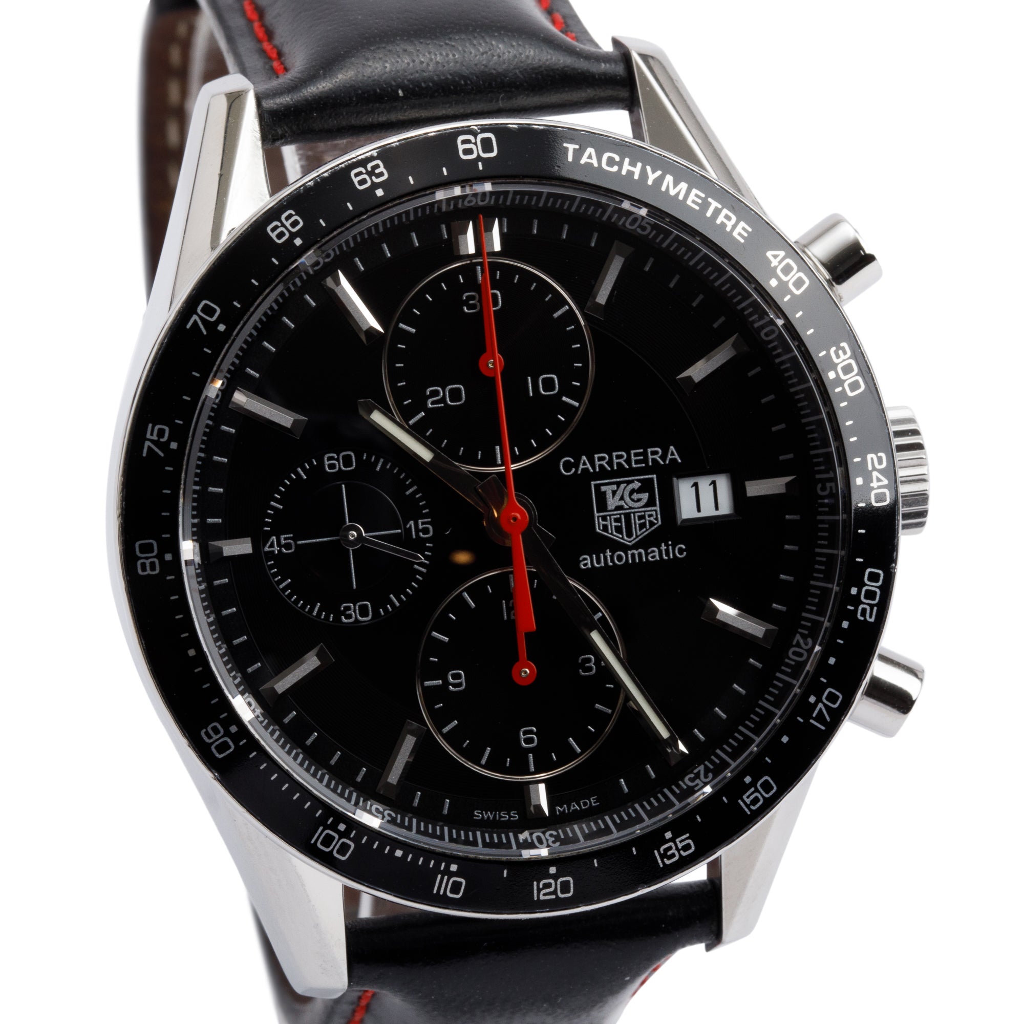 Tag Heuer Stainless Steel Carrera Calibre 16 41 MM Automatic Chronograph Watch CV2014-3 w/ Box, Papers & Extra Strap