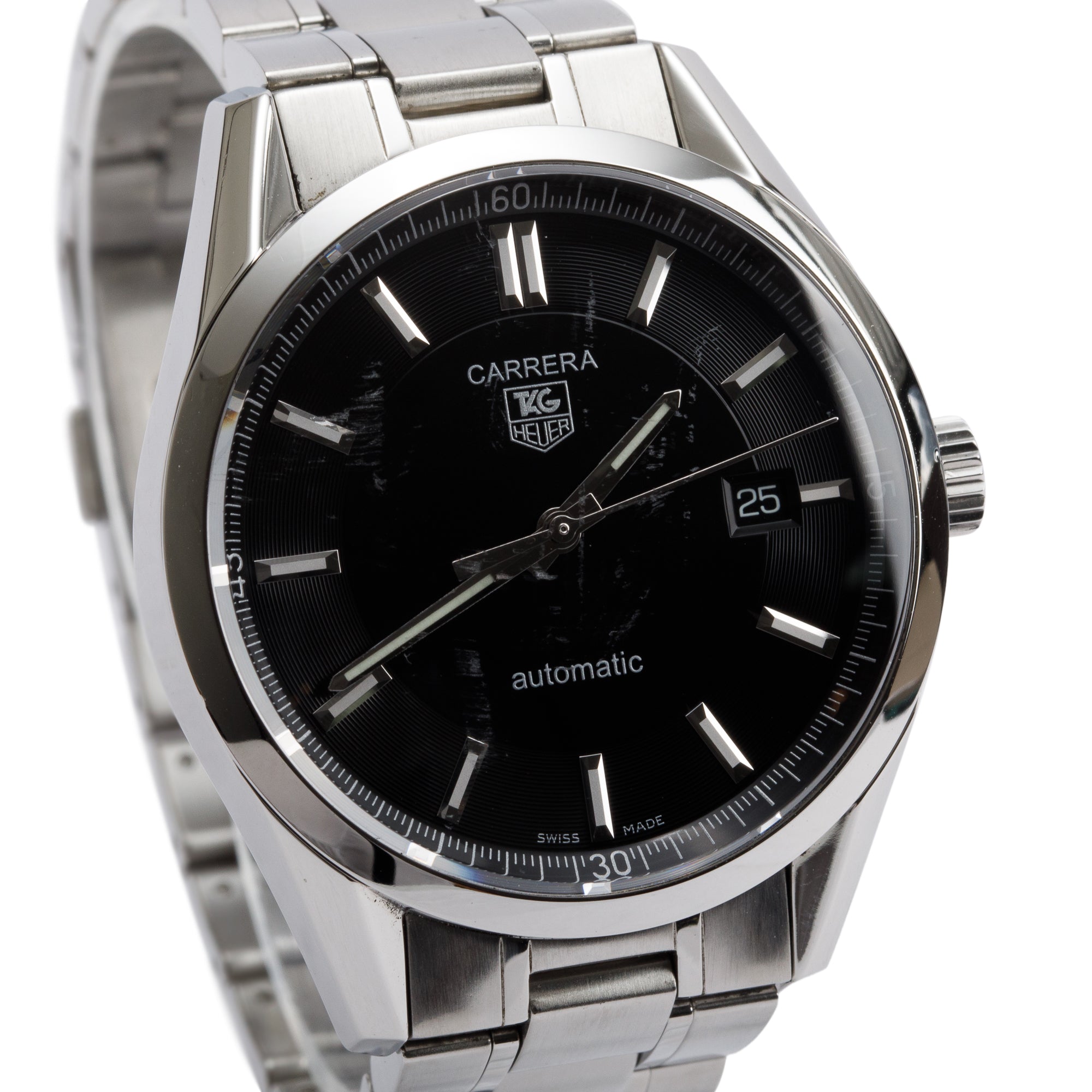 Tag Heuer Stainless Steel Carrera Calibre 5 39 MM Automatic Watch WV211B w/ Case