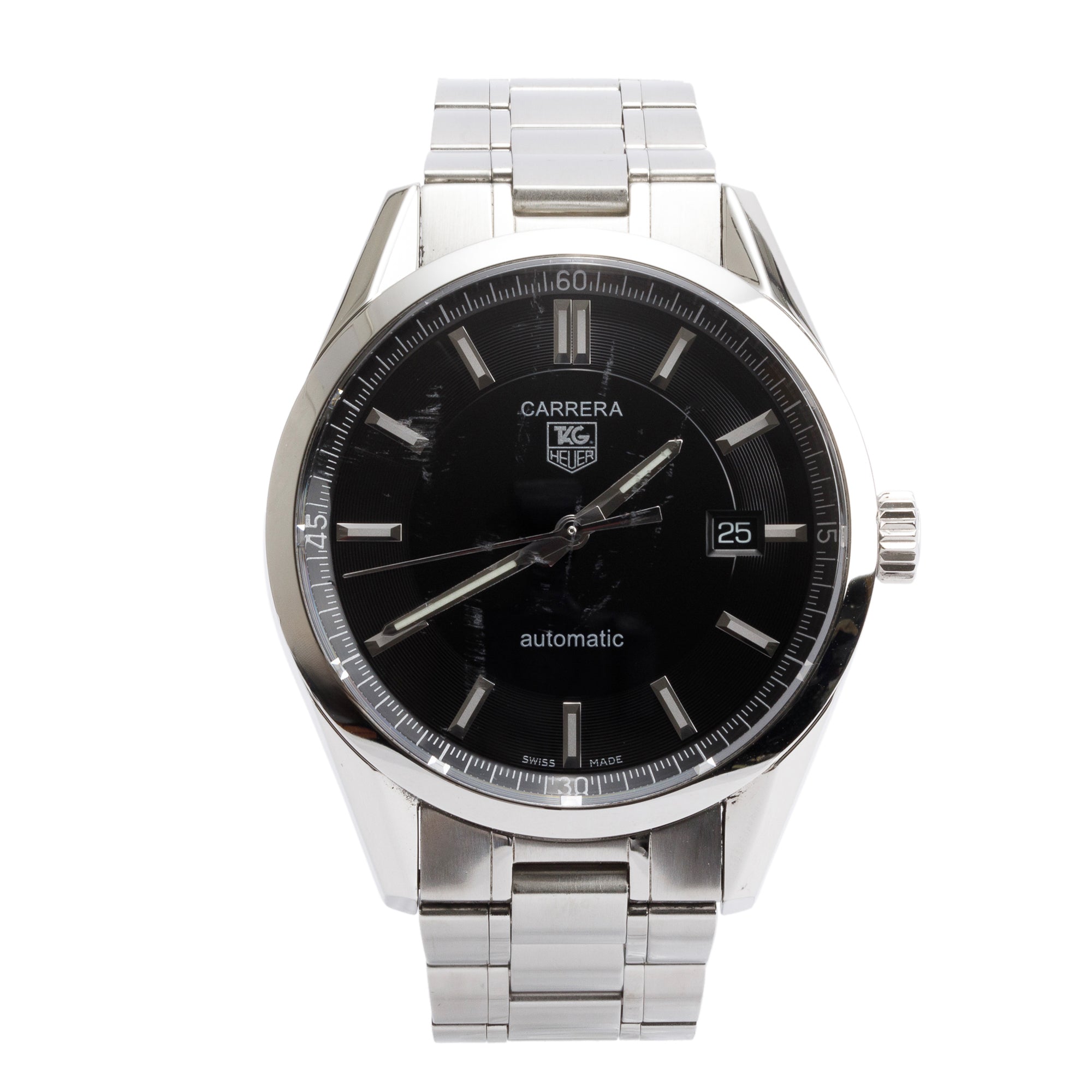 Tag Heuer Stainless Steel Carrera Calibre 5 39 MM Automatic Watch WV211B w/ Case