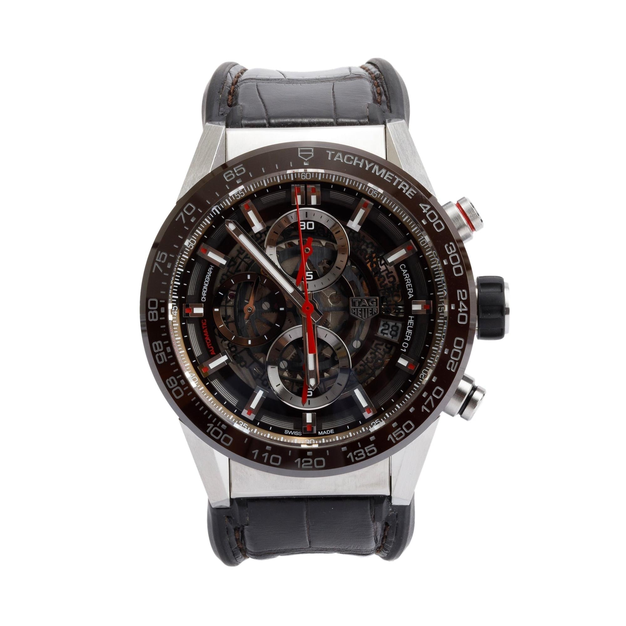 Tag Heuer Stainless Steel Carrera Calibre Heuer 01 43 MM Automatic Chronograph Watch CAR201U-0