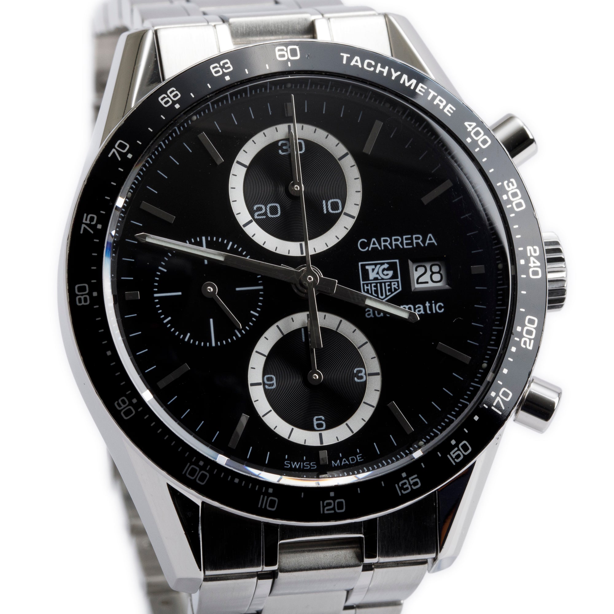 Tag Heuer Stainless Steel Carrera Chronograph 41 MM Watch CV2010 w/ Box