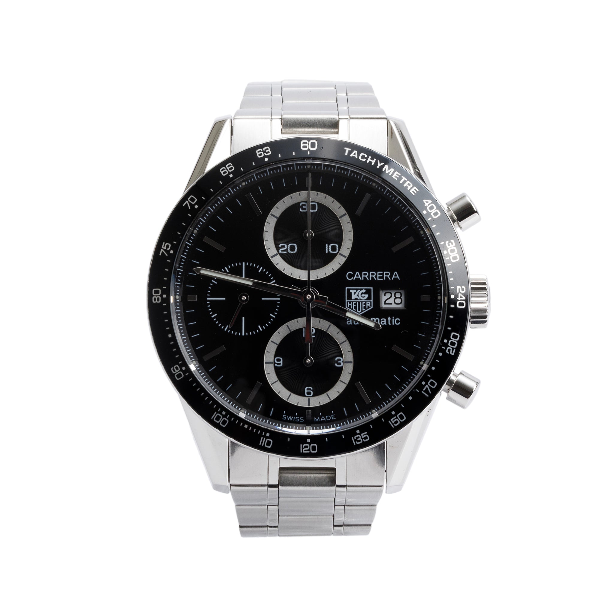 Tag Heuer Stainless Steel Carrera Chronograph 41 MM Watch CV2010 w/ Box