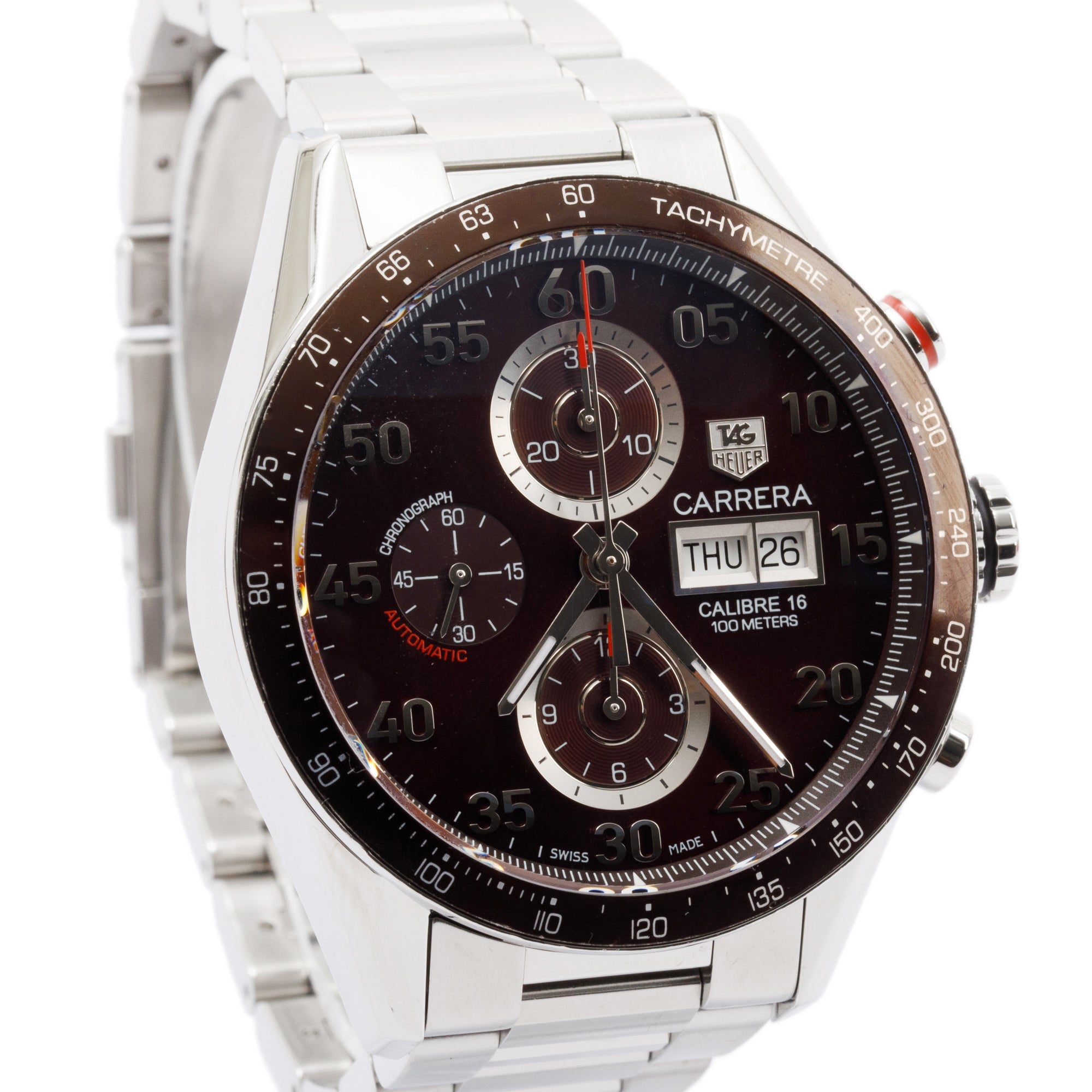 Tag Heuer Stainless Steel Carrera Chronograph 43 MM Watch w/ Box & Papers