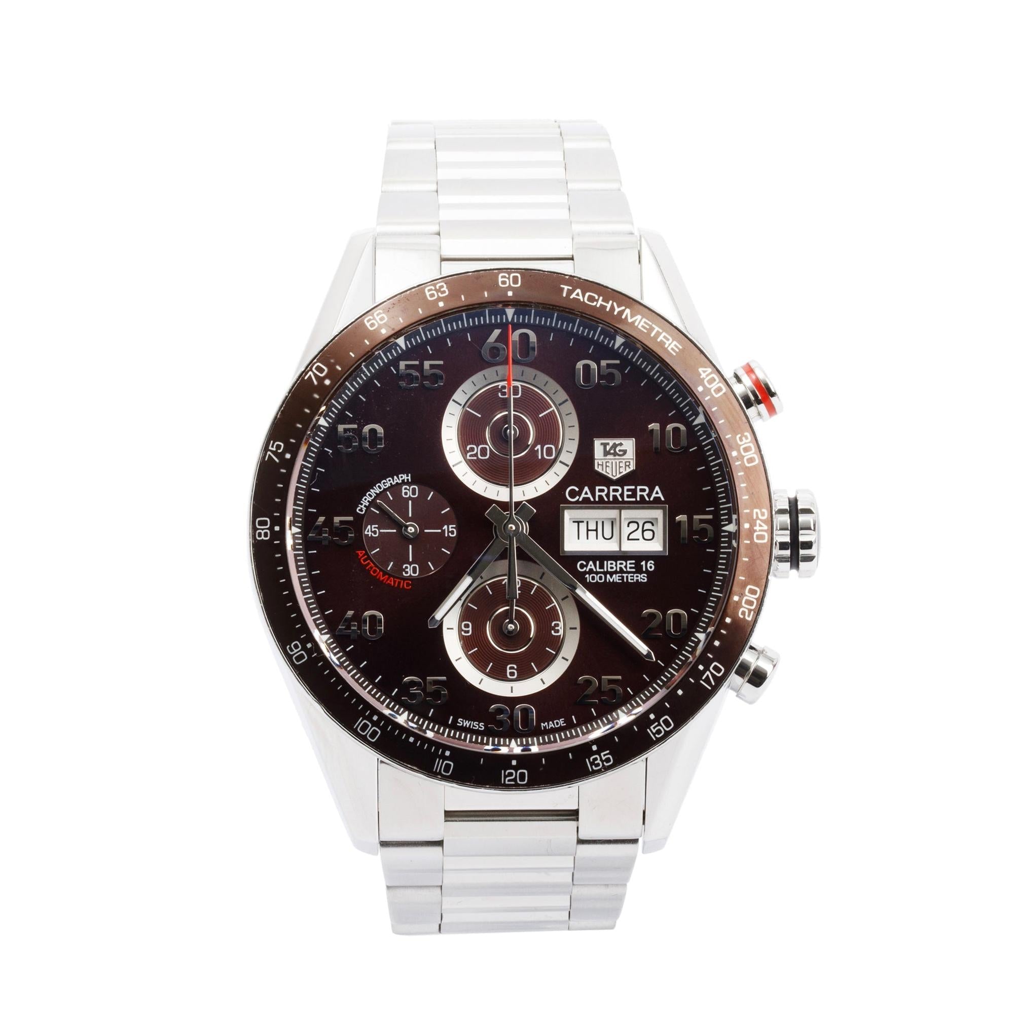 Tag Heuer Stainless Steel Carrera Chronograph 43 MM Watch w/ Box & Papers