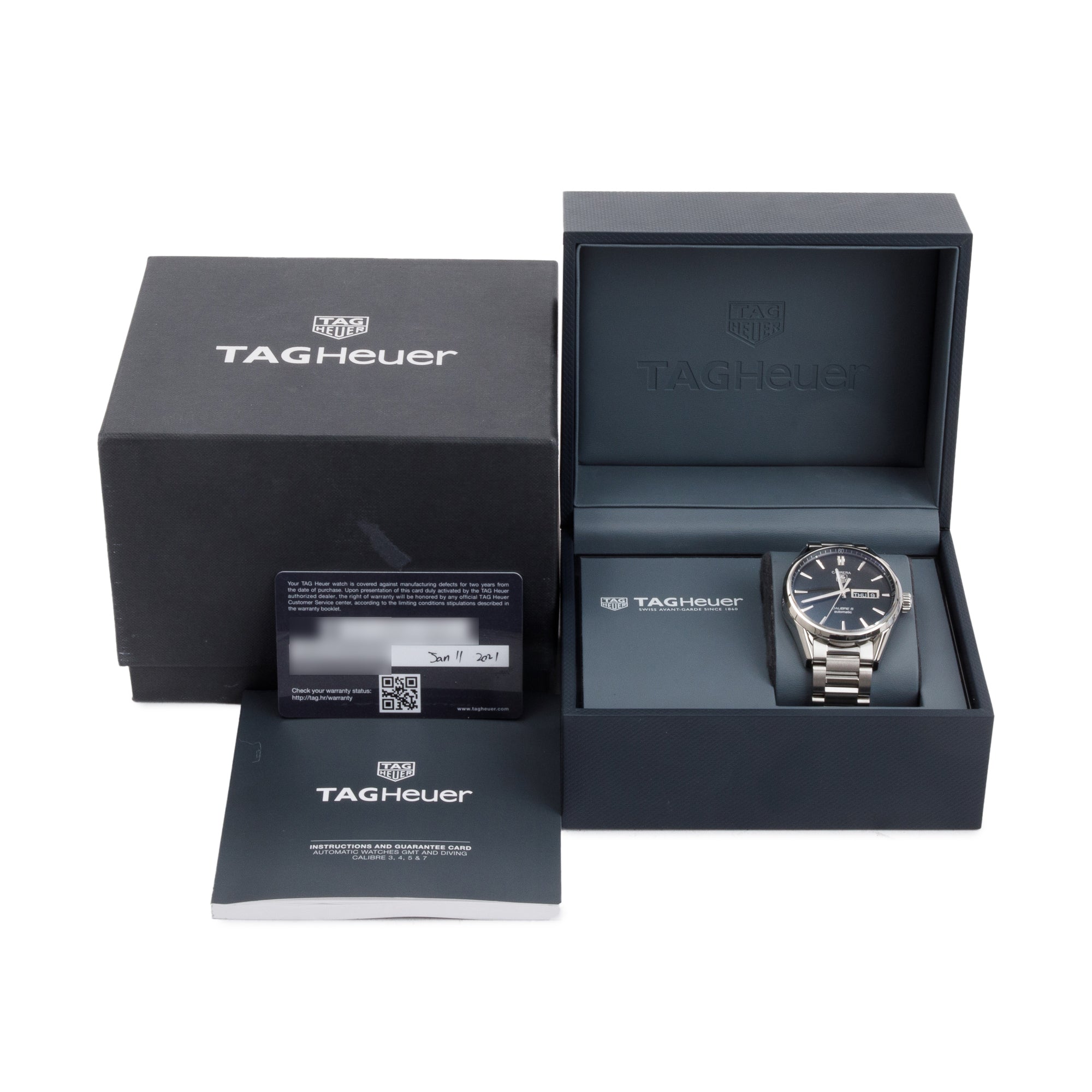 Tag Heuer Stainless Steel Carrera Day Date Calibre 5 41 MM Automatic Watch w/ Box & Papers