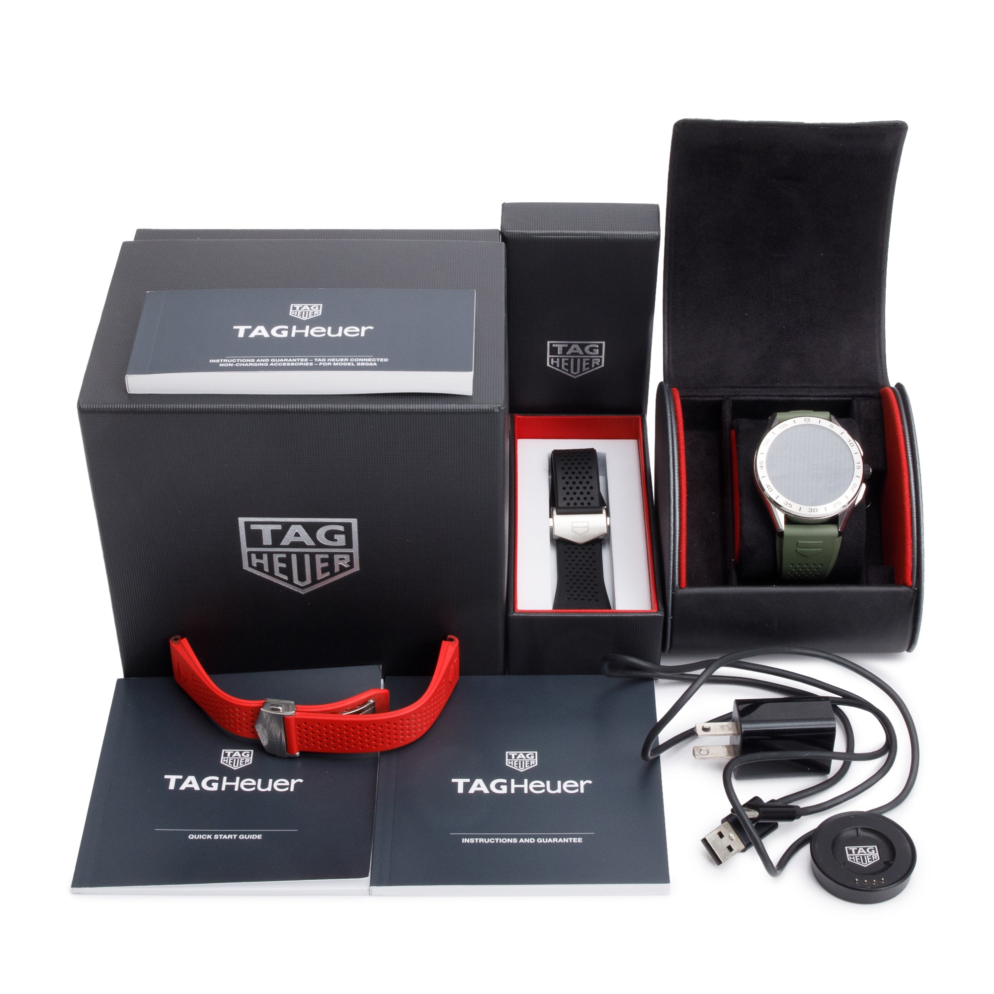 Tag Heuer Stainless Steel Connected 45 MM Digital Smart Watch w/ Box, Extra Strap & Charger