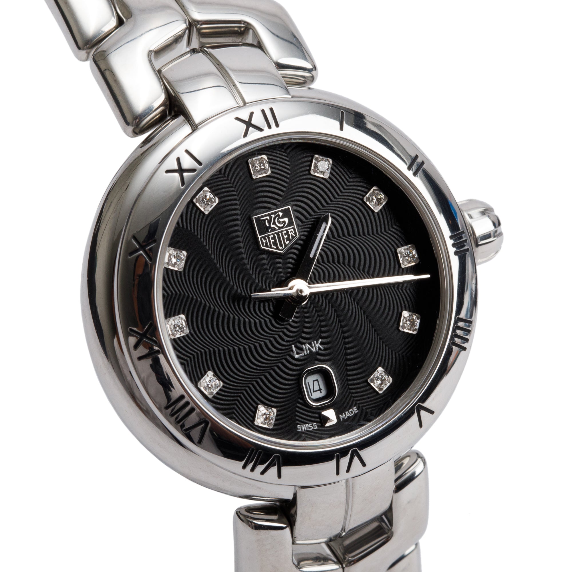Tag Heuer Stainless Steel Diamond Dial Link 29 MM Watch WAT1410 w/ Box & Papers