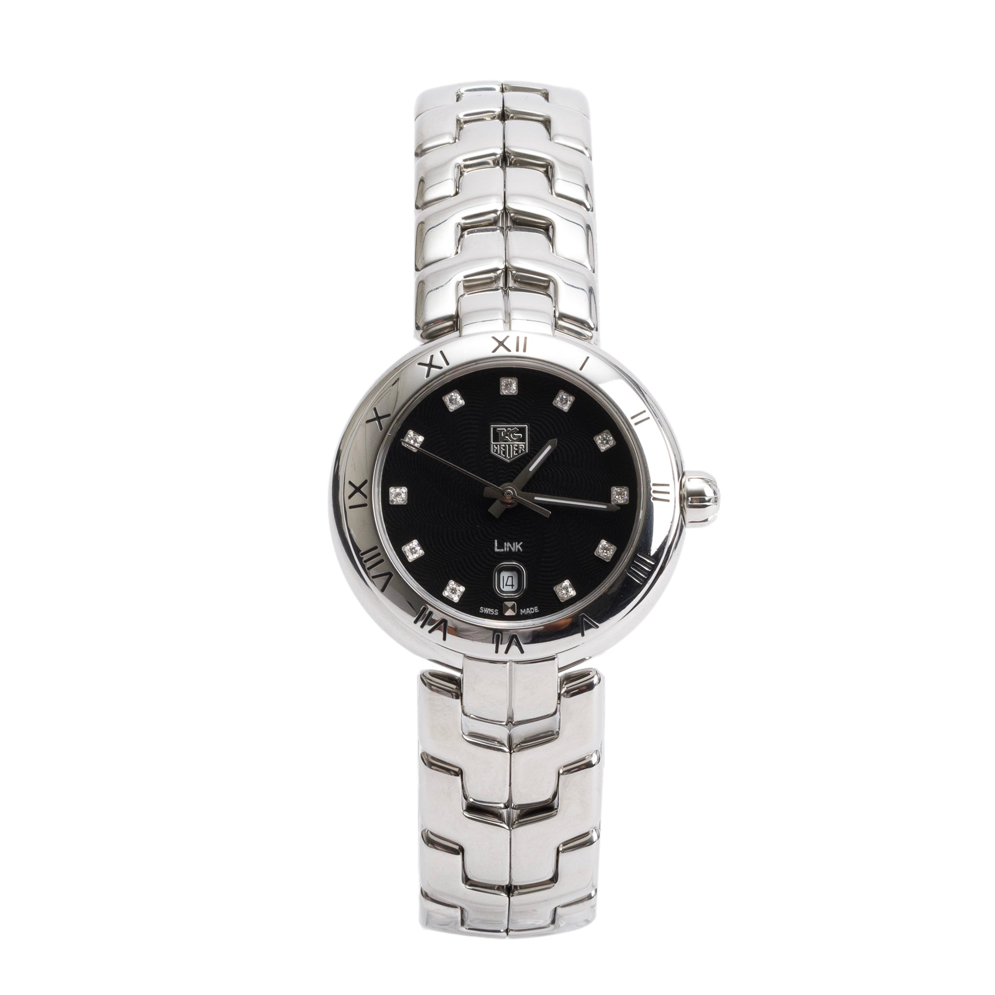 Tag Heuer Stainless Steel Diamond Dial Link 29 MM Watch WAT1410 w/ Box & Papers