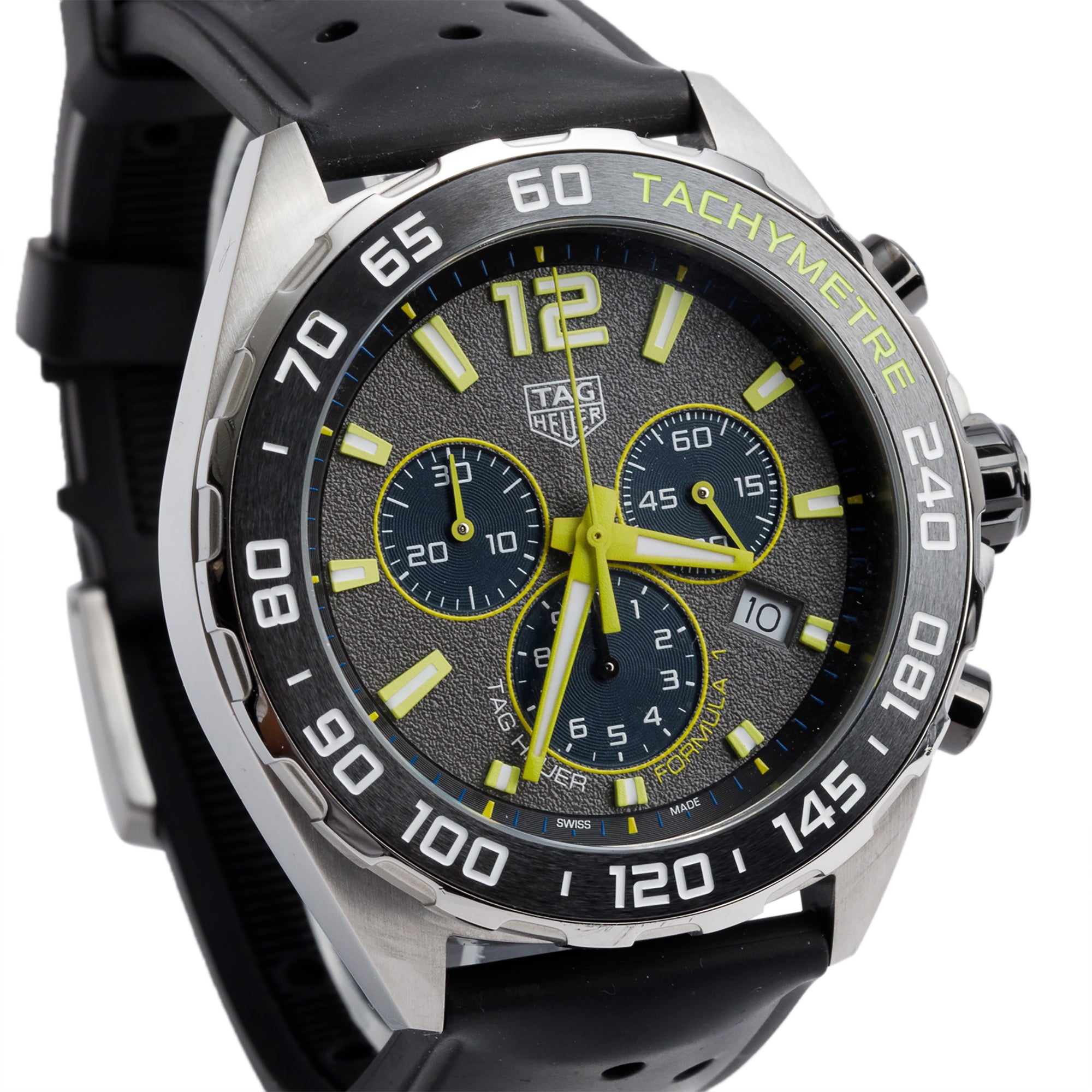 Tag Heuer Stainless Steel Formula 1 43 MM Chronograph Quartz Watch CAZ101AG w/ Box, Papers & Extra Strap