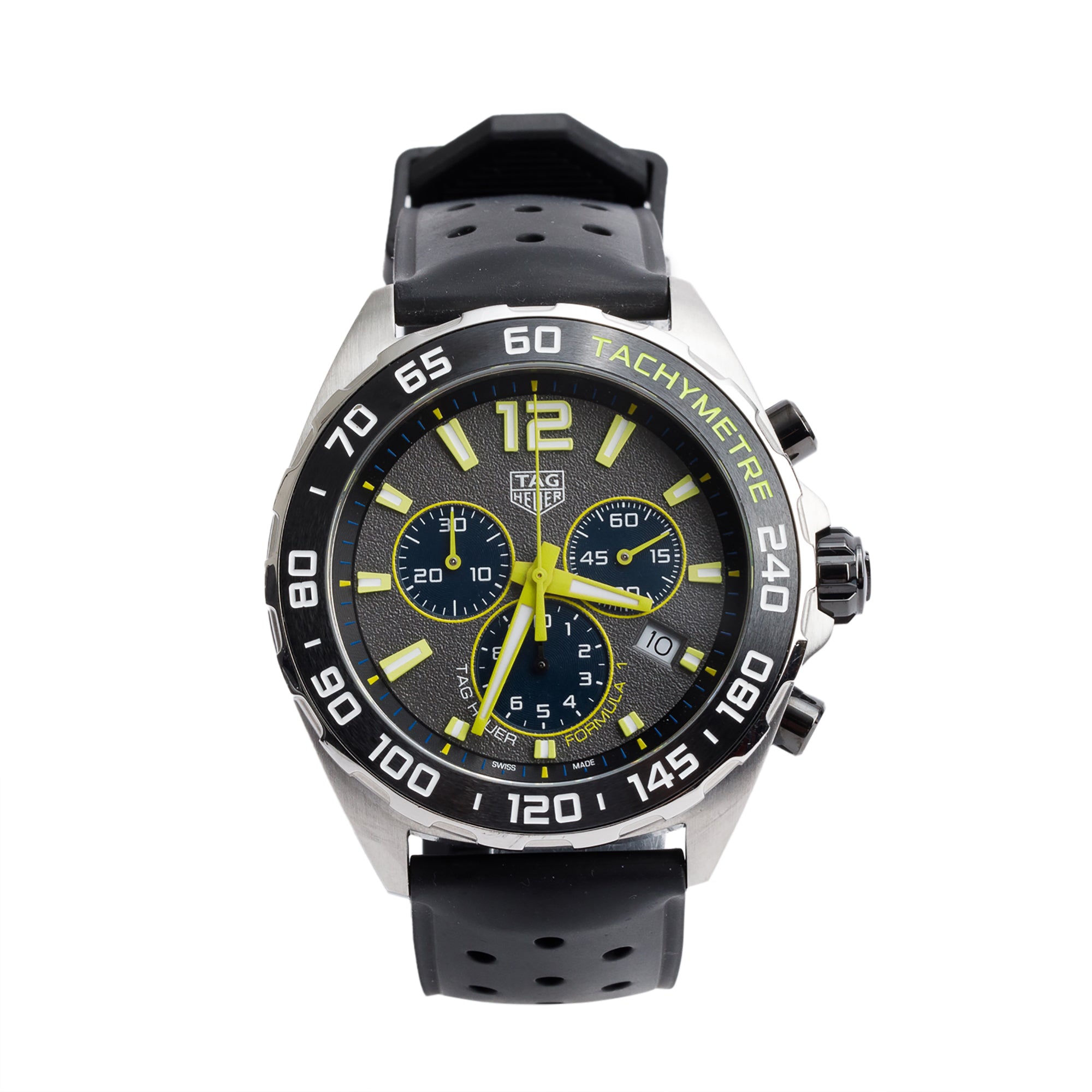 Tag Heuer Stainless Steel Formula 1 43 MM Chronograph Quartz Watch CAZ101AG w/ Box, Papers & Extra Strap