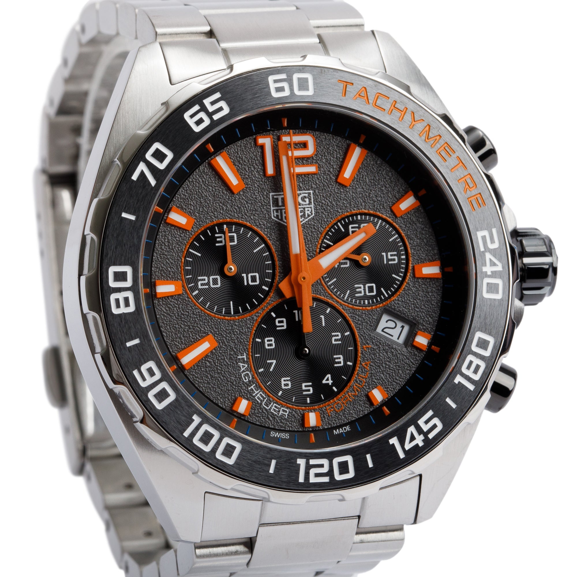 Tag Heuer Stainless Steel Formula 1 43 MM Chronograph Quartz Watch CAZ101AH w/ Box & Papers