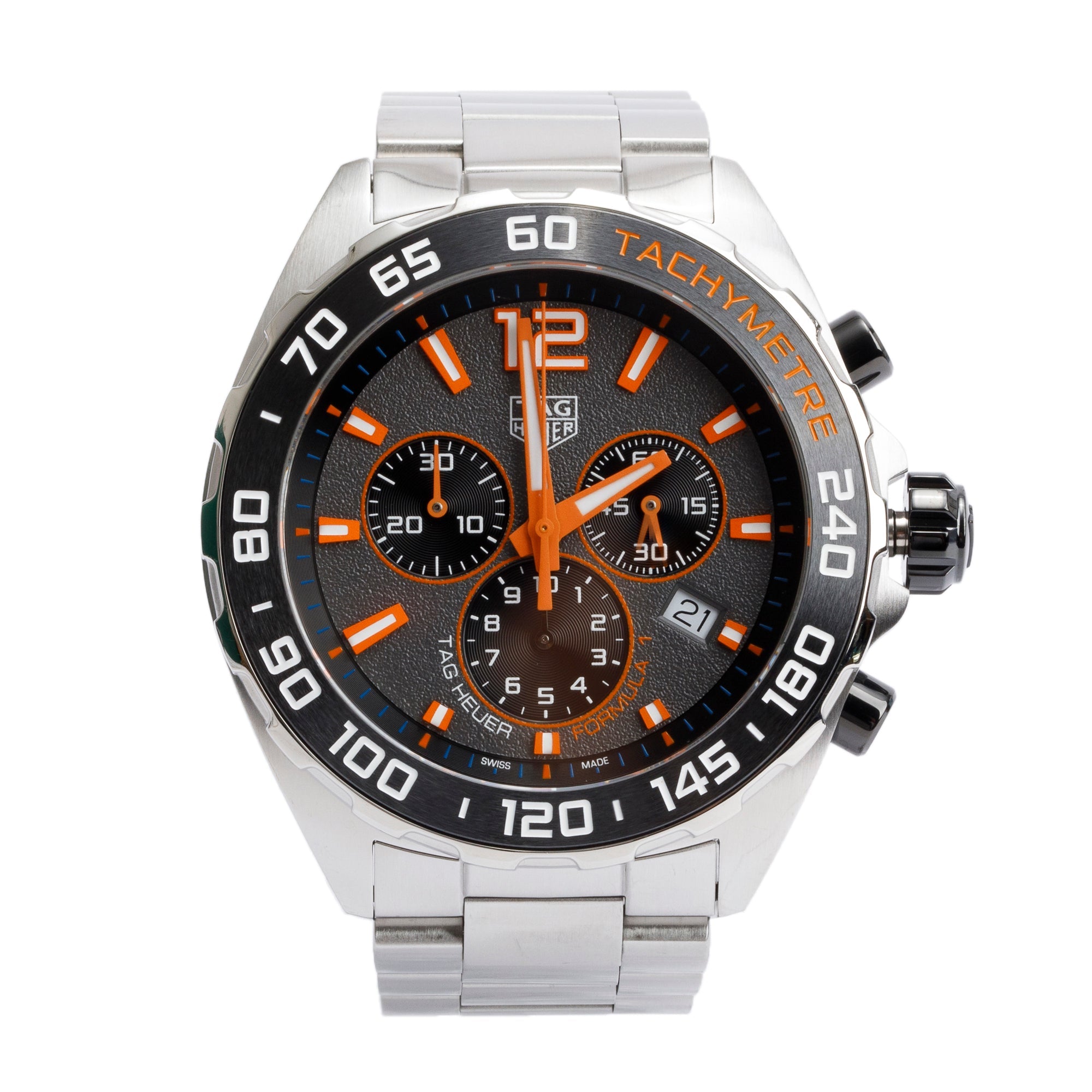 Tag Heuer Stainless Steel Formula 1 43 MM Chronograph Quartz Watch CAZ101AH w/ Box & Papers