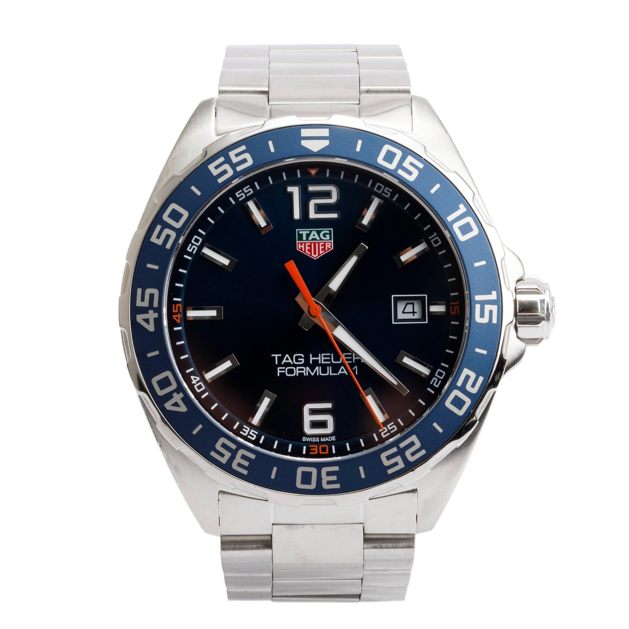 Tag Heuer Stainless Steel Formula 1 43 MM Quartz Watch WAZ1010 w/ Box & Papers
