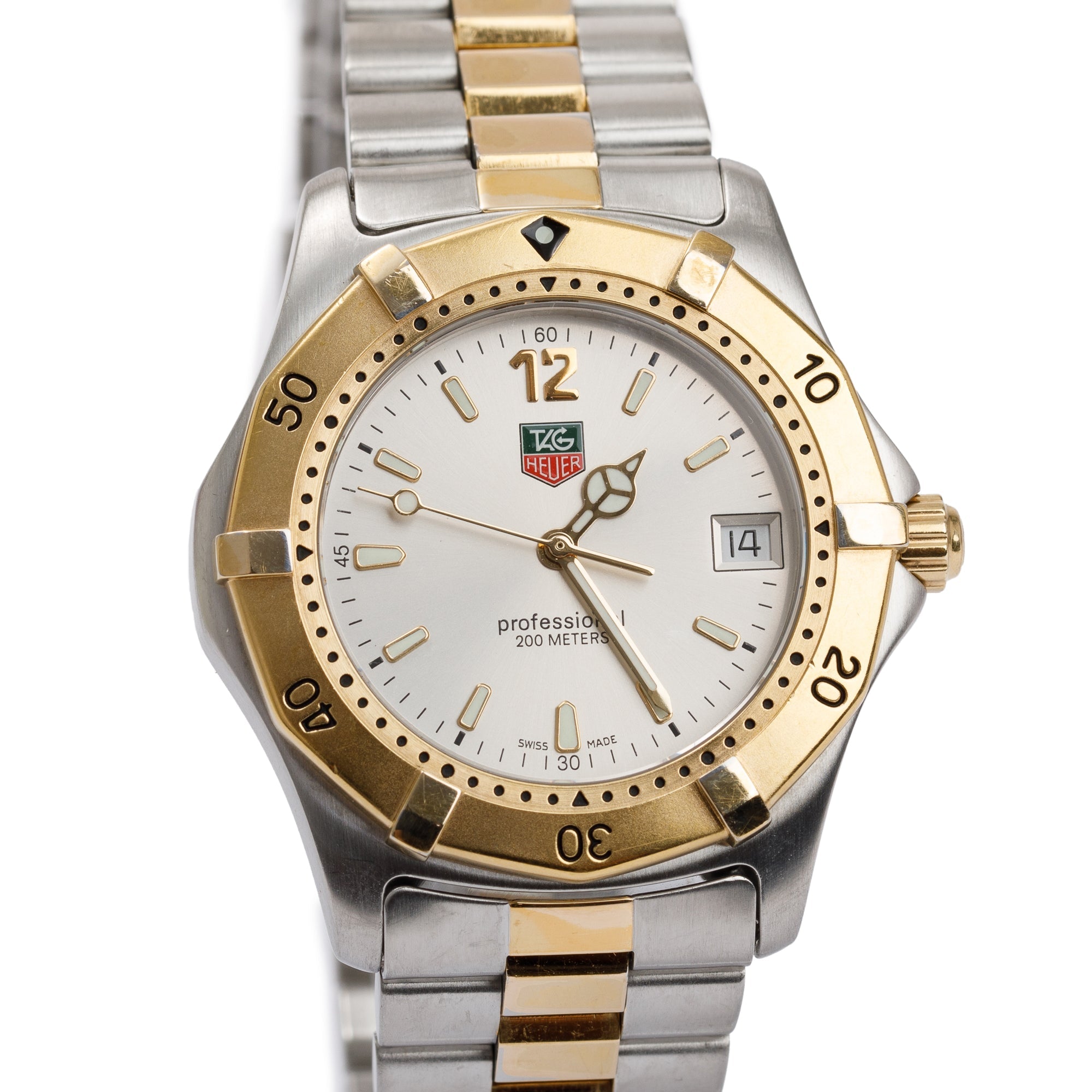 Tag Heuer Stainless Steel & Gold Plated 2000 Professional 38MM Watch w/ Box