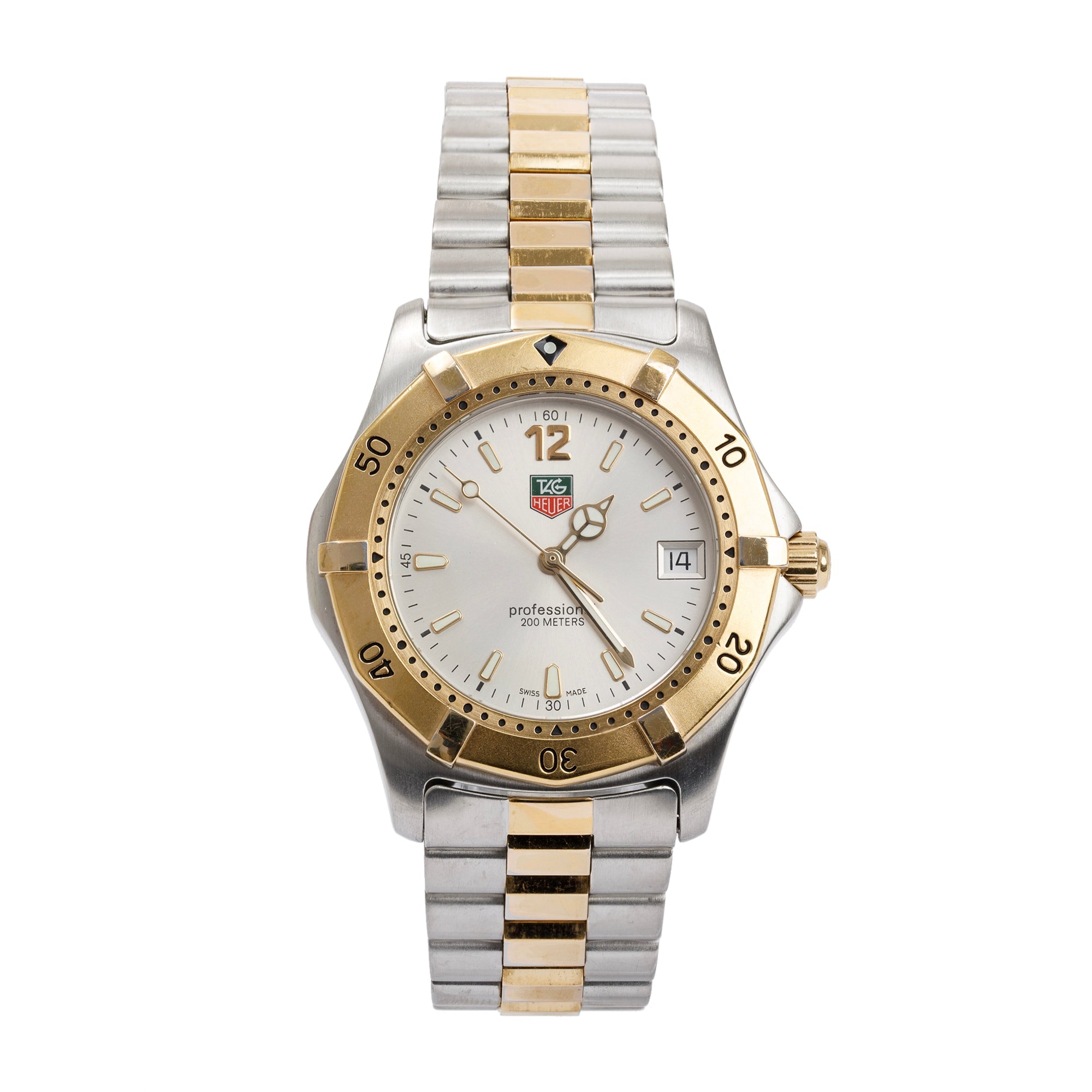 Tag Heuer Stainless Steel & Gold Plated 2000 Professional 38MM Watch w/ Box