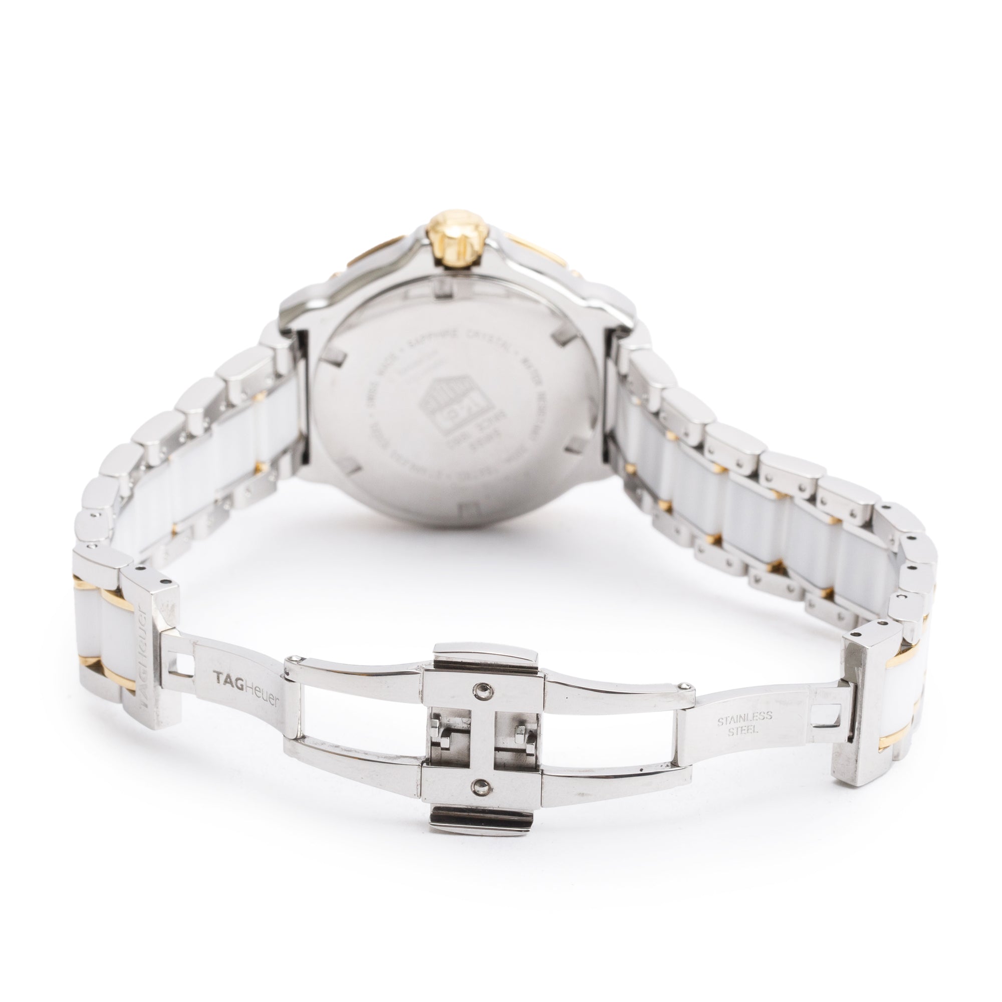 Tag Heuer Stainless Steel & Gold Plated White Ceramic Diamond Bezel & Dial Formula 1 37 MM Watch w/ Box & Papers