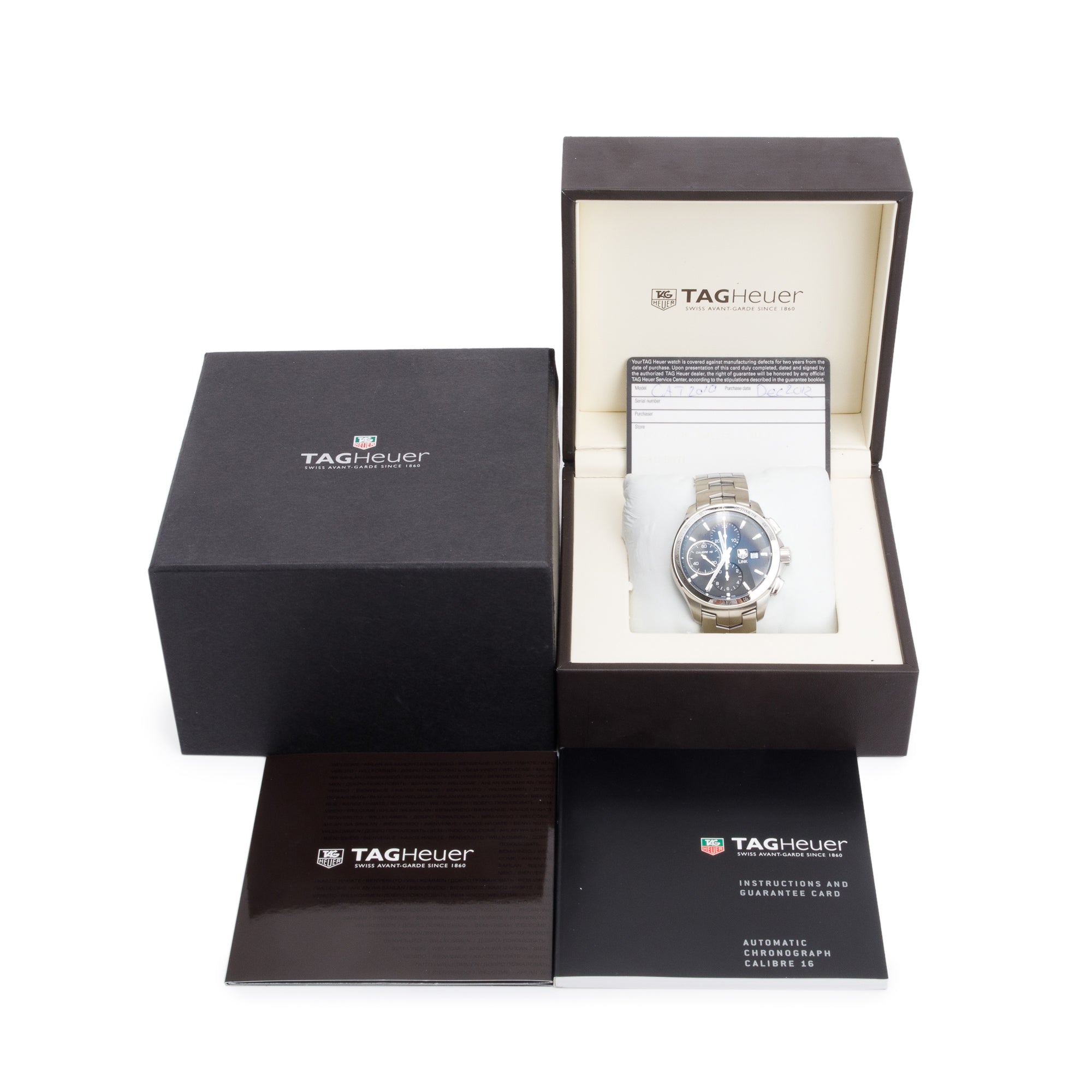 Tag Heuer Stainless Steel Link 43 MM Automatic Chronograph Watch CAT2010 w/ Box & Papers