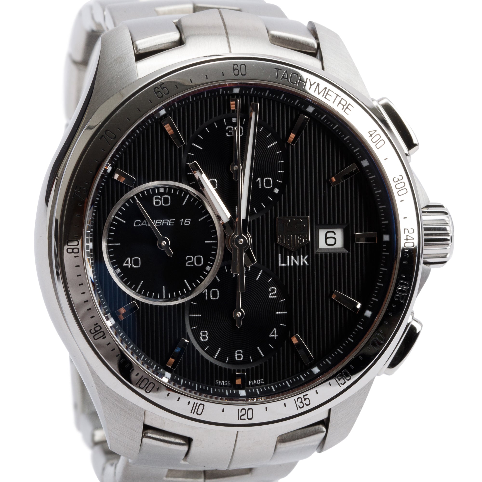 Tag Heuer Stainless Steel Link 43 MM Automatic Chronograph Watch CAT2010 w/ Box & Papers