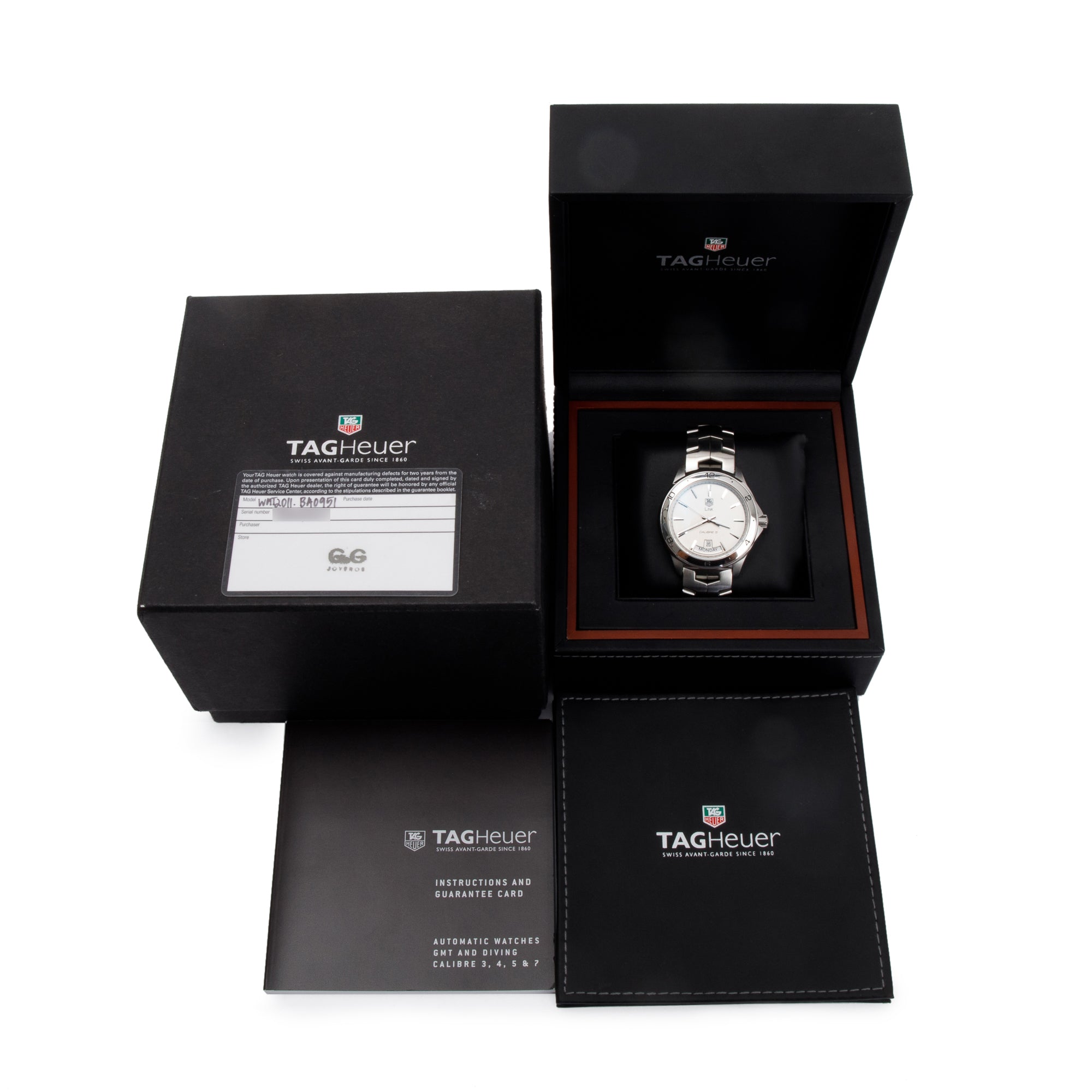 Tag Heuer Stainless Steel Link Automatic 42 MM Watch w/ Box & Papers