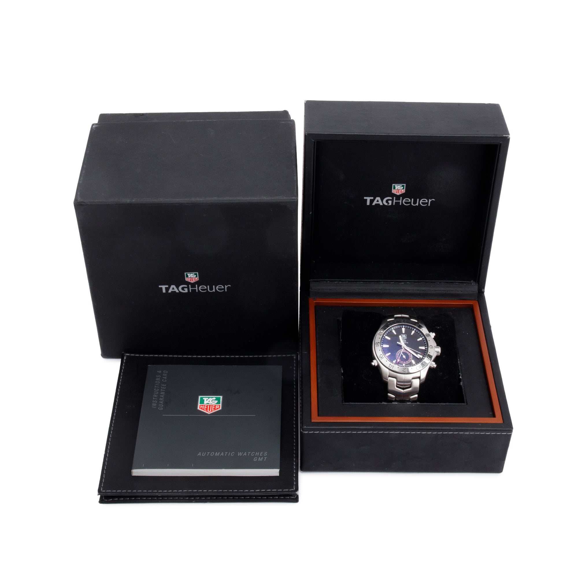 Tag Heuer Stainless Steel Link GMT 42 MM Automatic Watch WJF2115 w/ Box & Papers