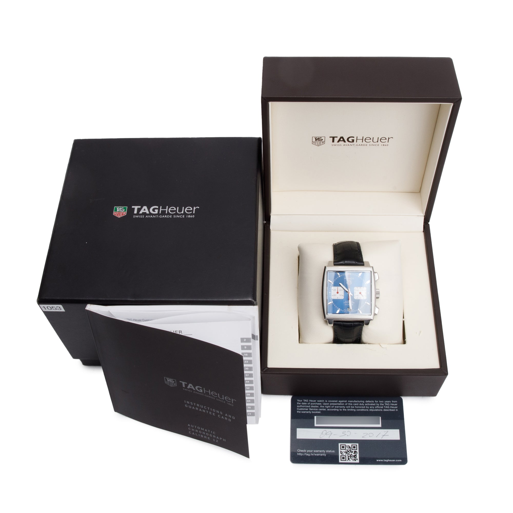 Tag Heuer Stainless Steel Monaco 39 MM Automatic Chronograph Watch CAW2111-1 w/ Box, Papers & Extra Strap