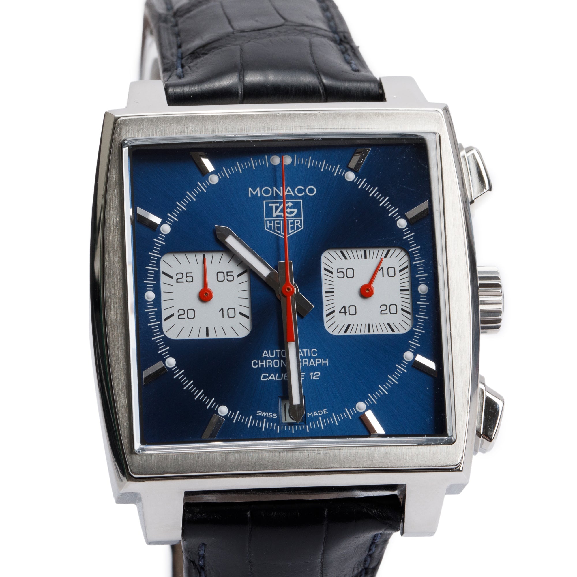 Tag Heuer Stainless Steel Monaco 39 MM Automatic Chronograph Watch CAW2111-1 w/ Box, Papers & Extra Strap
