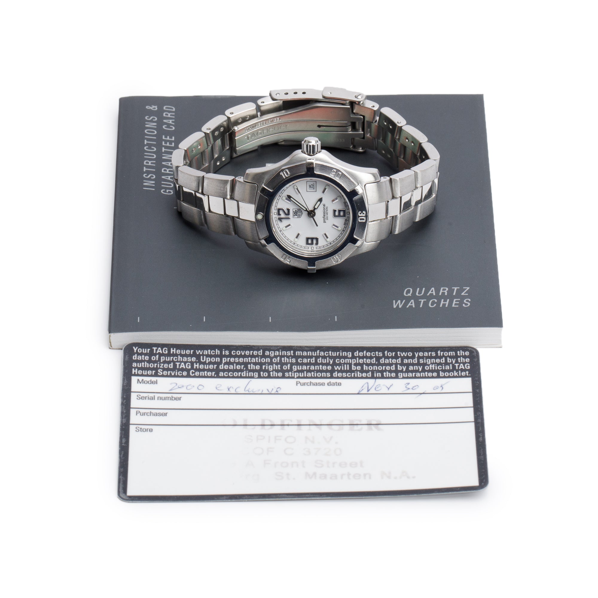 Tag Heuer Stainless Steel Professional 38 MM Watch WN1311-0 w/ Papers