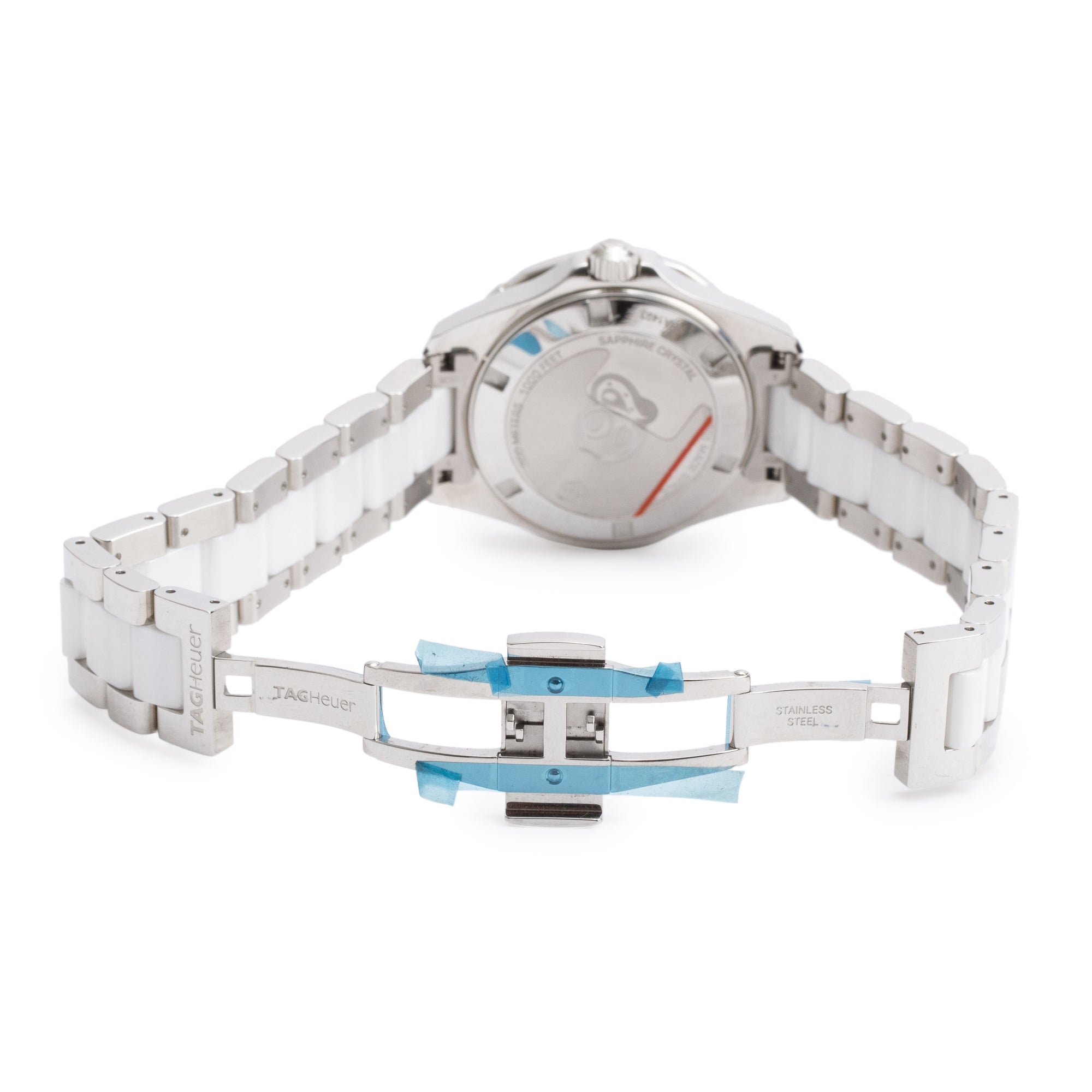 Tag Heuer Stainless Steel & White Ceramic Aquaracer Diamond Bezel 35 MM Watch WAY131H w/ Box & Papers