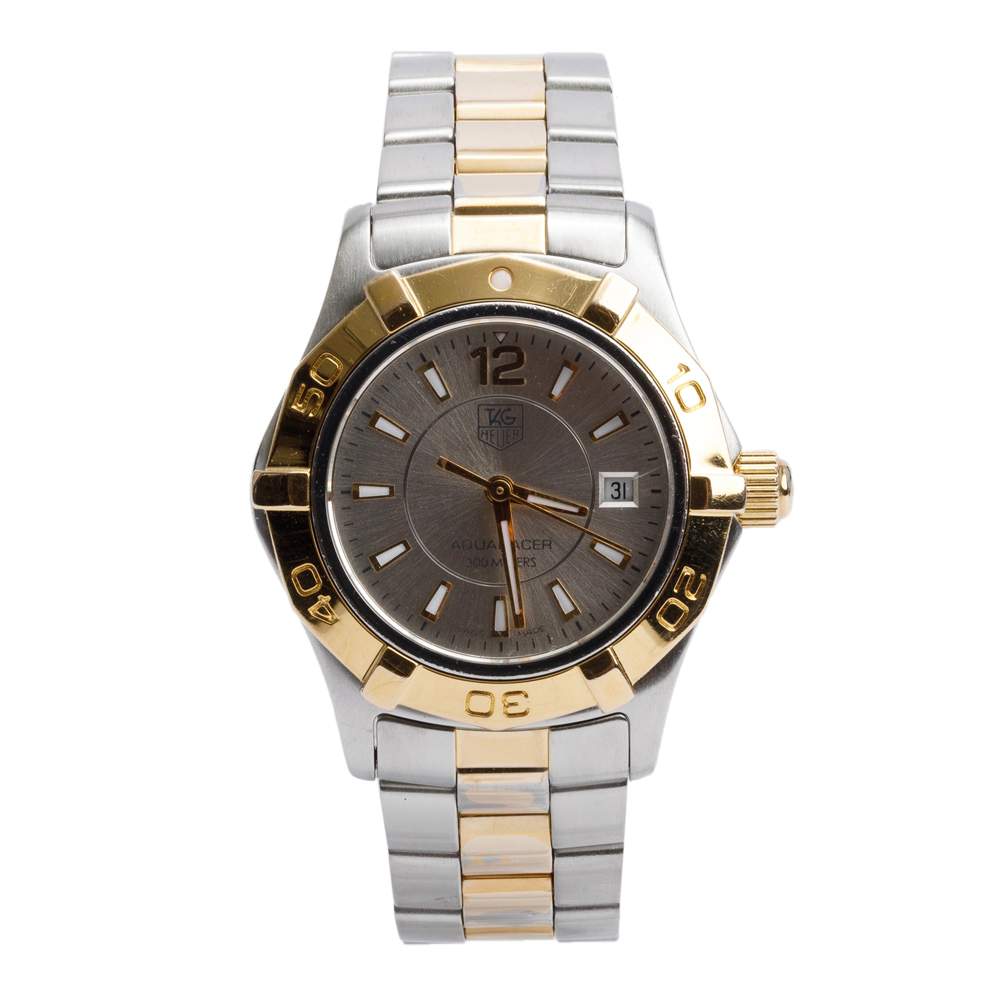 Tag Heuer Stainless Steel & Yellow Gold Plated Aquaracer 27 MM Quartz Watch WAF1420