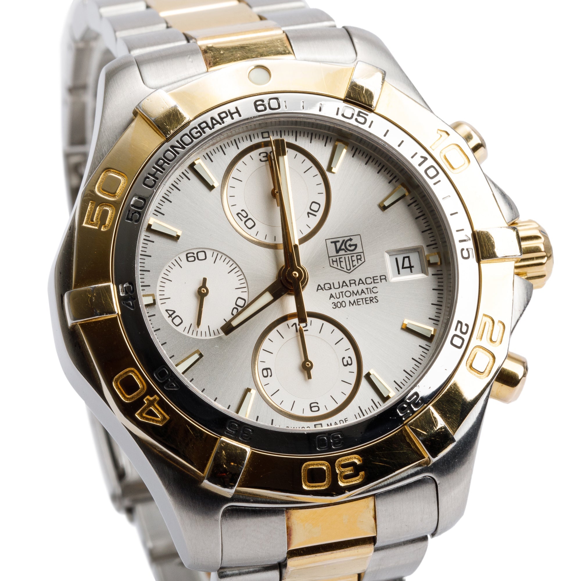 Tag Heuer Stainless Steel & Yellow Gold Plated Aquaracer 41 MM Automatic Chronograph Watch CAF2120