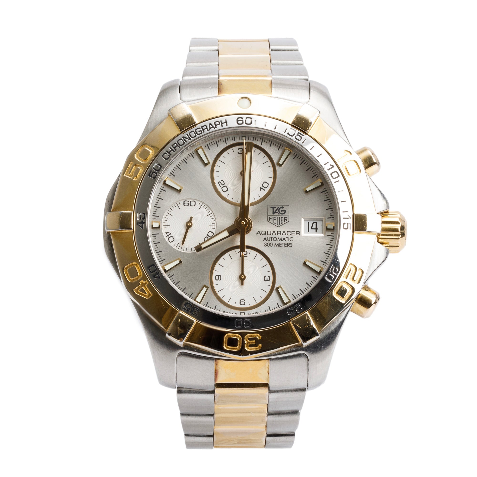 Tag Heuer Stainless Steel & Yellow Gold Plated Aquaracer 41 MM Automatic Chronograph Watch CAF2120