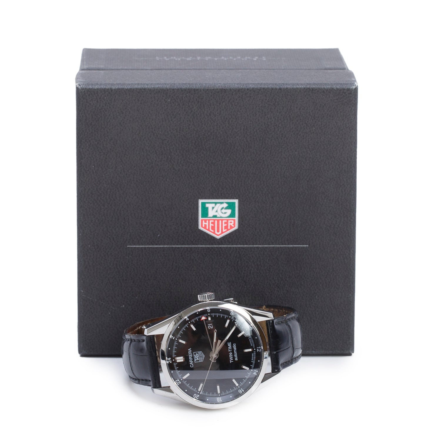Tag Heuer Stainless Steel Carrera Twin-Time 39 MM Automatic Watch WV2115 w/ Box & Papers