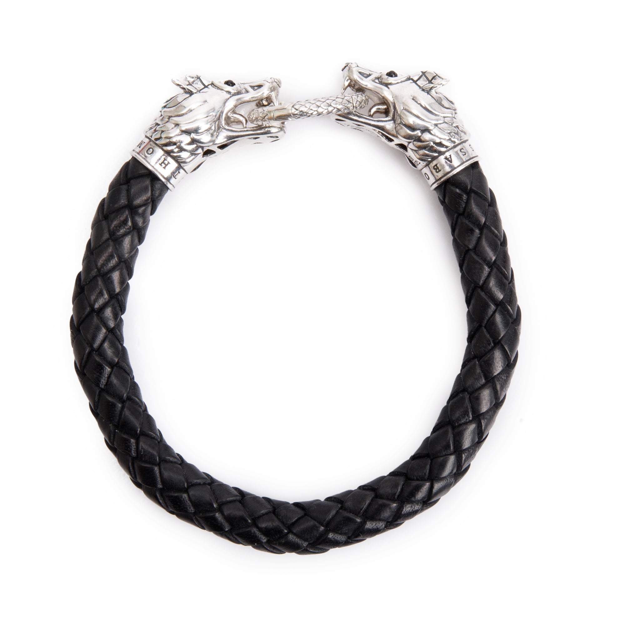 Thomas Sabo Sterling Silver Black Leather Dragon Bracelet