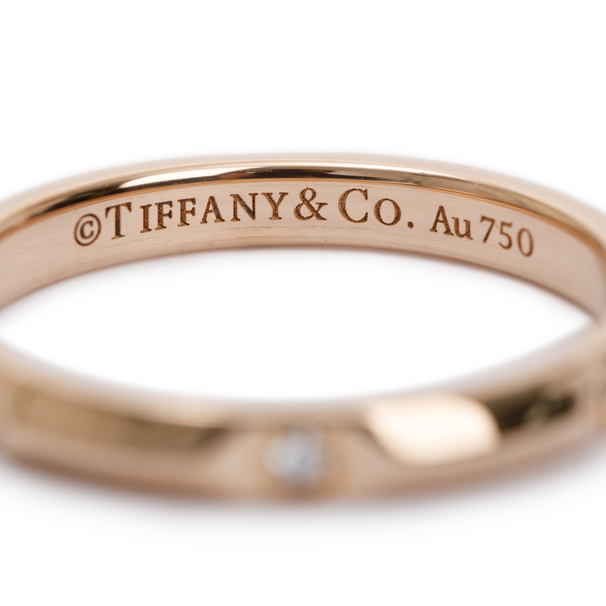 Tiffany & Co. 18K Rose Gold Diamond 2.5 MM True Band Ring, Size 7.5 w/ Box & Receipt