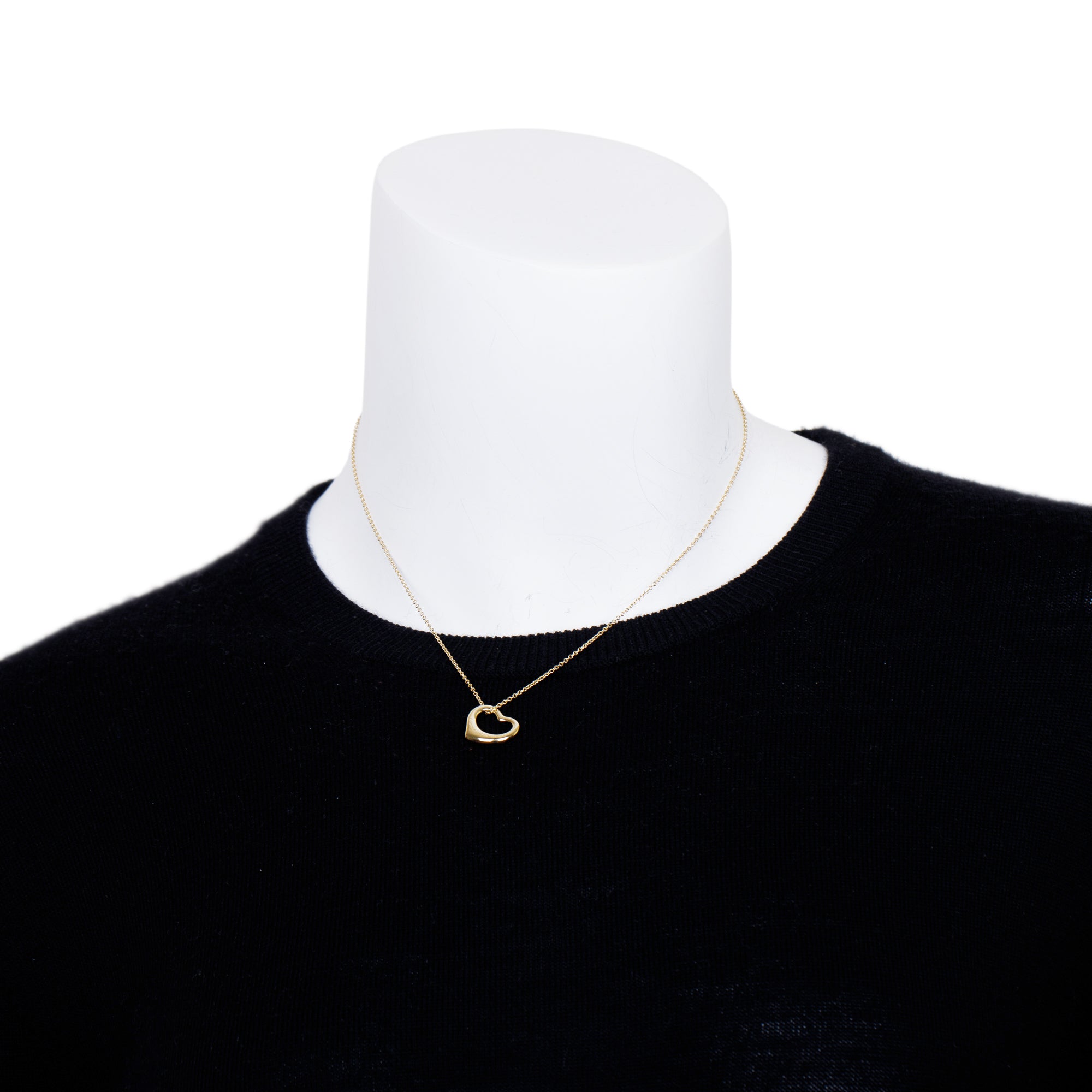 Tiffany & Co. 18k Gold Elsa Peretti Open Heart Pendant Necklace, 16mm