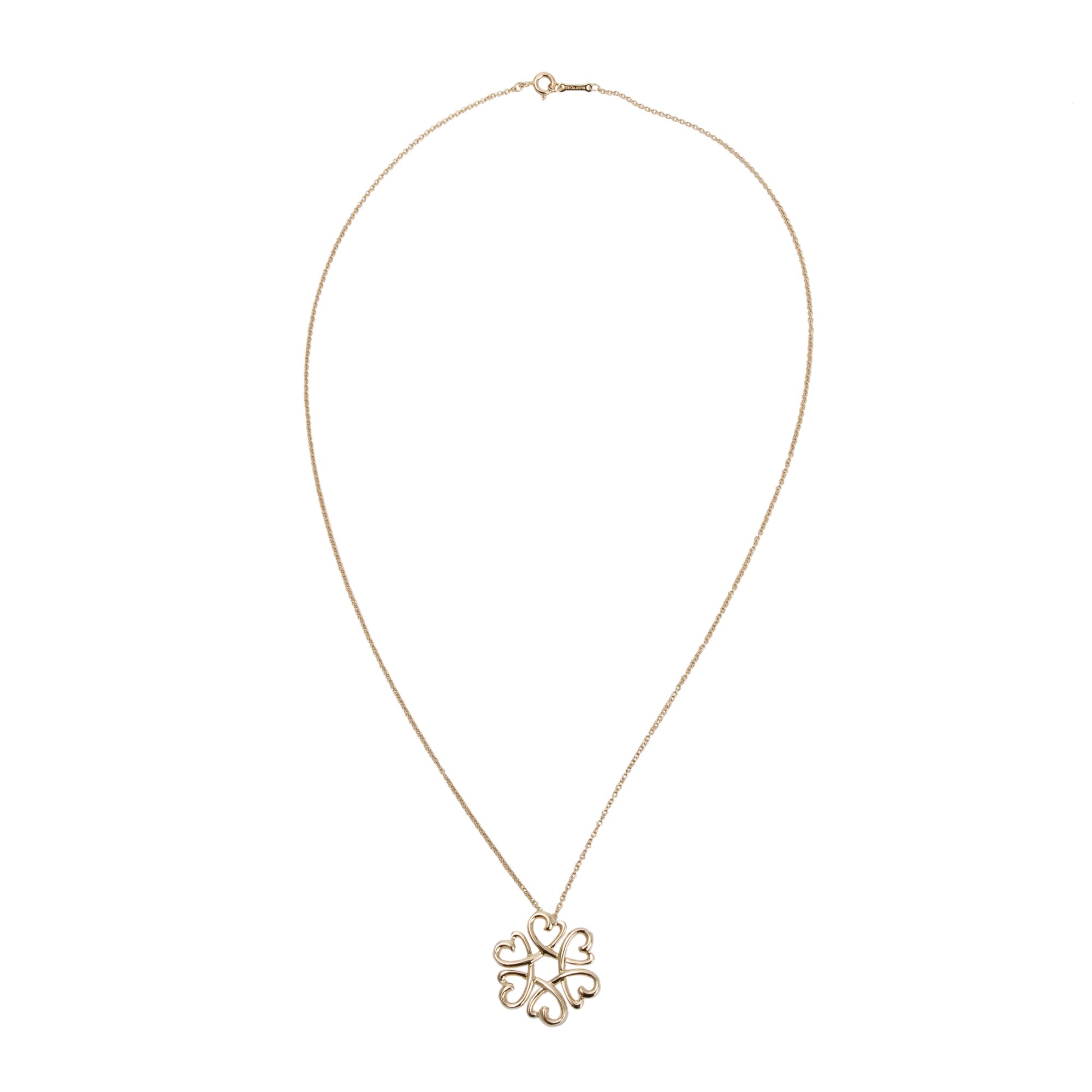Tiffany & Co. 18k Gold Paloma Picasso Loving Heart Flower Pendant Necklace