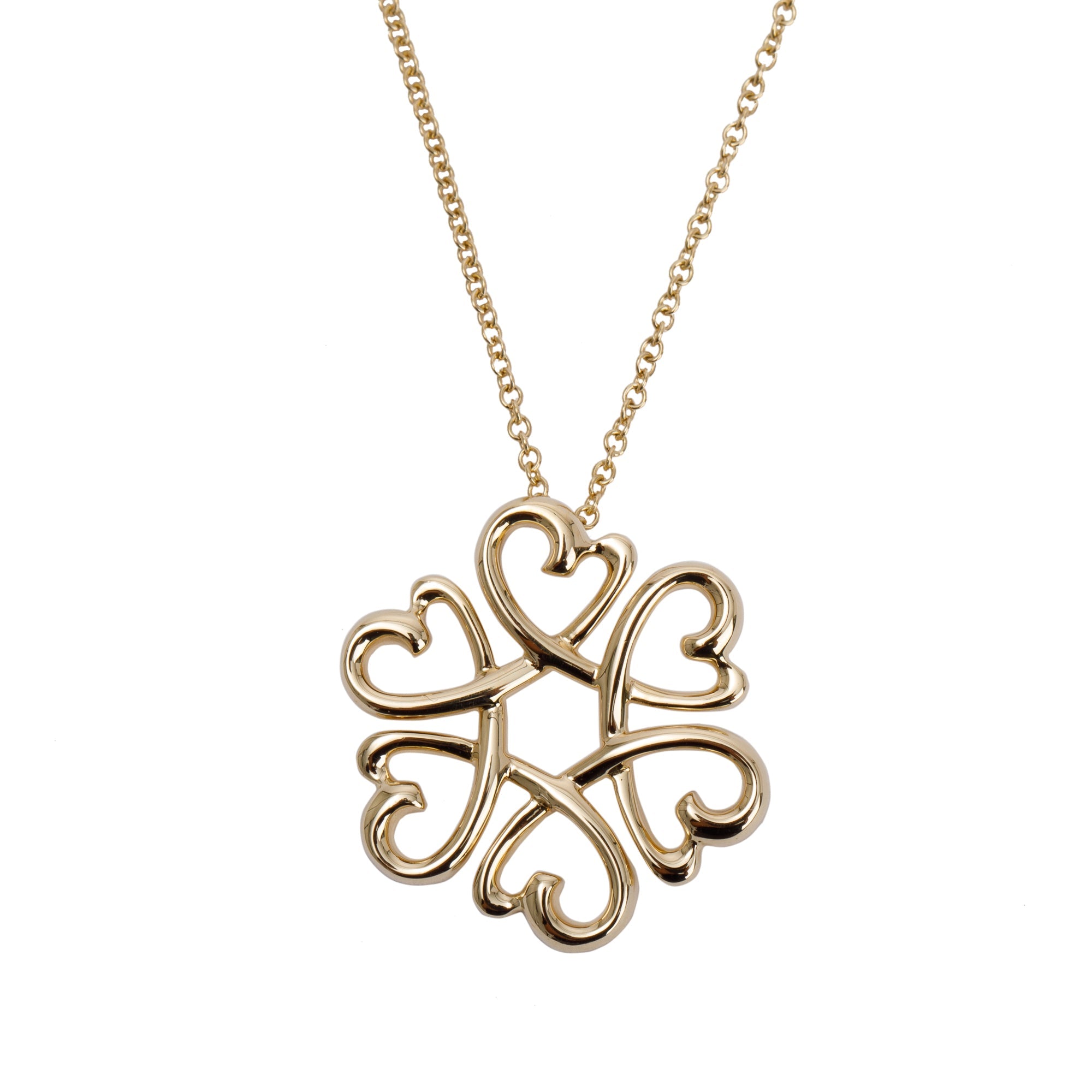 Tiffany & Co. 18k Gold Paloma Picasso Loving Heart Flower Pendant Necklace