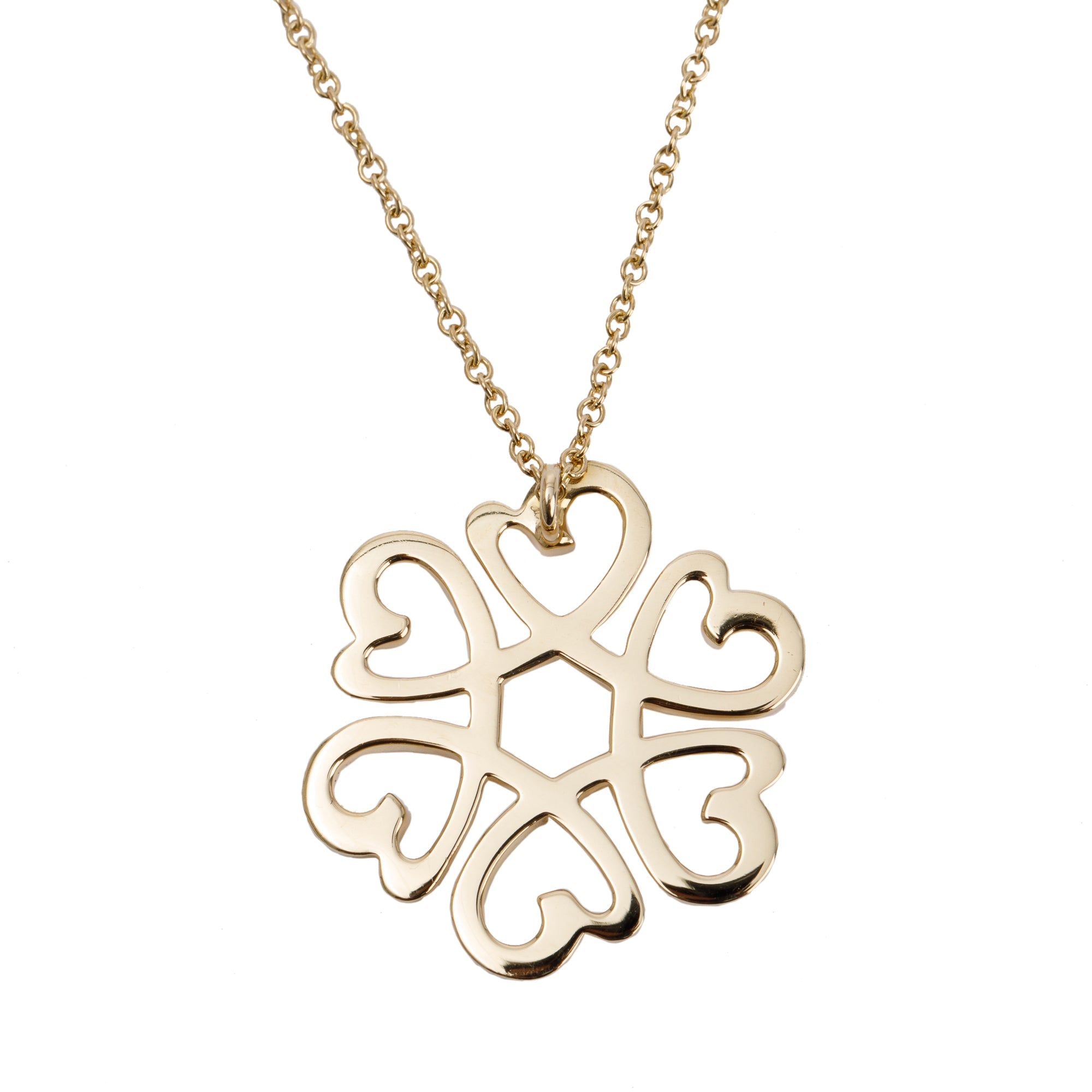 Tiffany & Co. 18k Gold Paloma Picasso Loving Heart Flower Pendant Necklace
