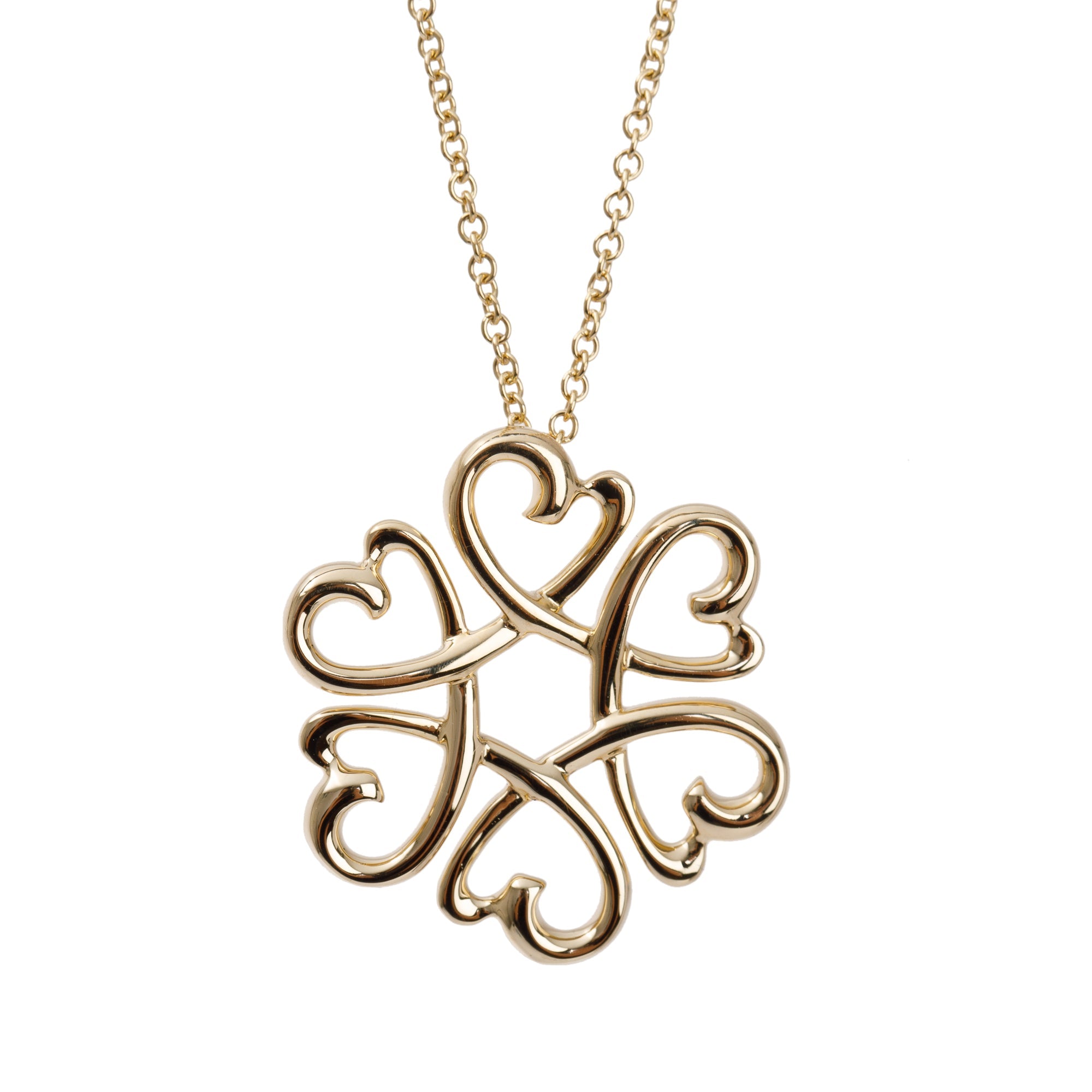Tiffany & Co. 18k Gold Paloma Picasso Loving Heart Flower Pendant Necklace