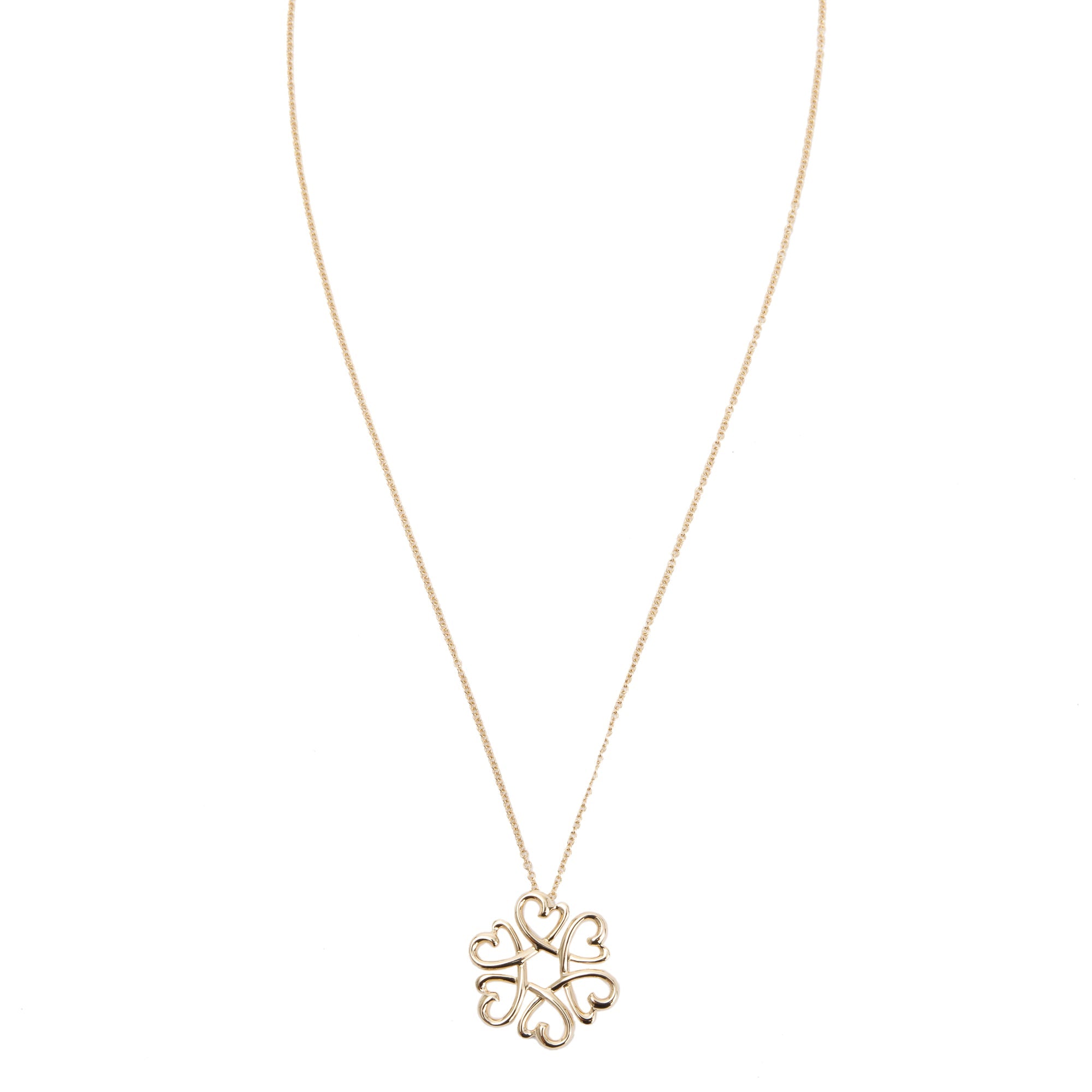 Tiffany & Co. 18k Gold Paloma Picasso Loving Heart Flower Pendant Necklace
