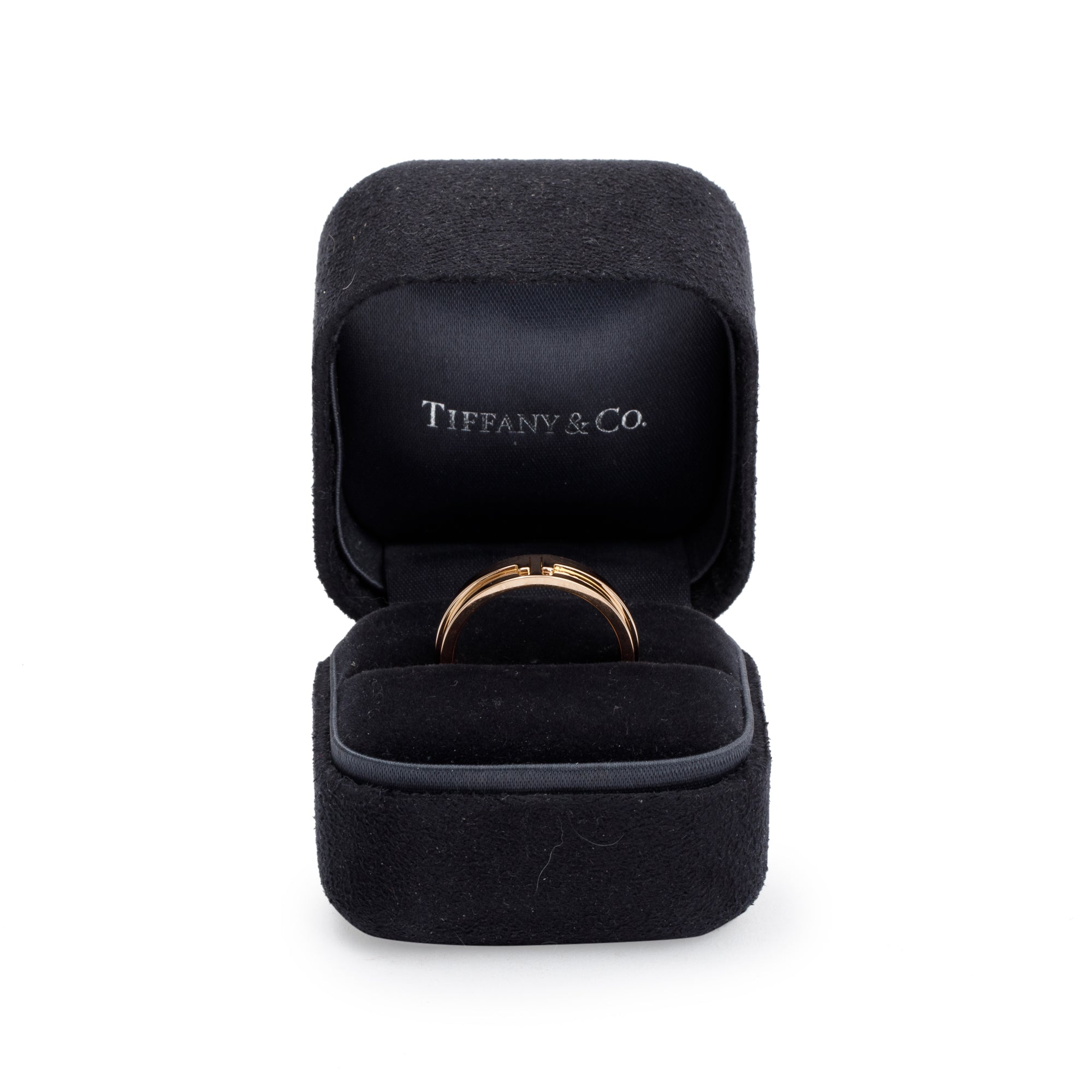Tiffany & Co. 18k Rose Gold 5.5 MM T Wide Ring, Size 7.75 w/ Box