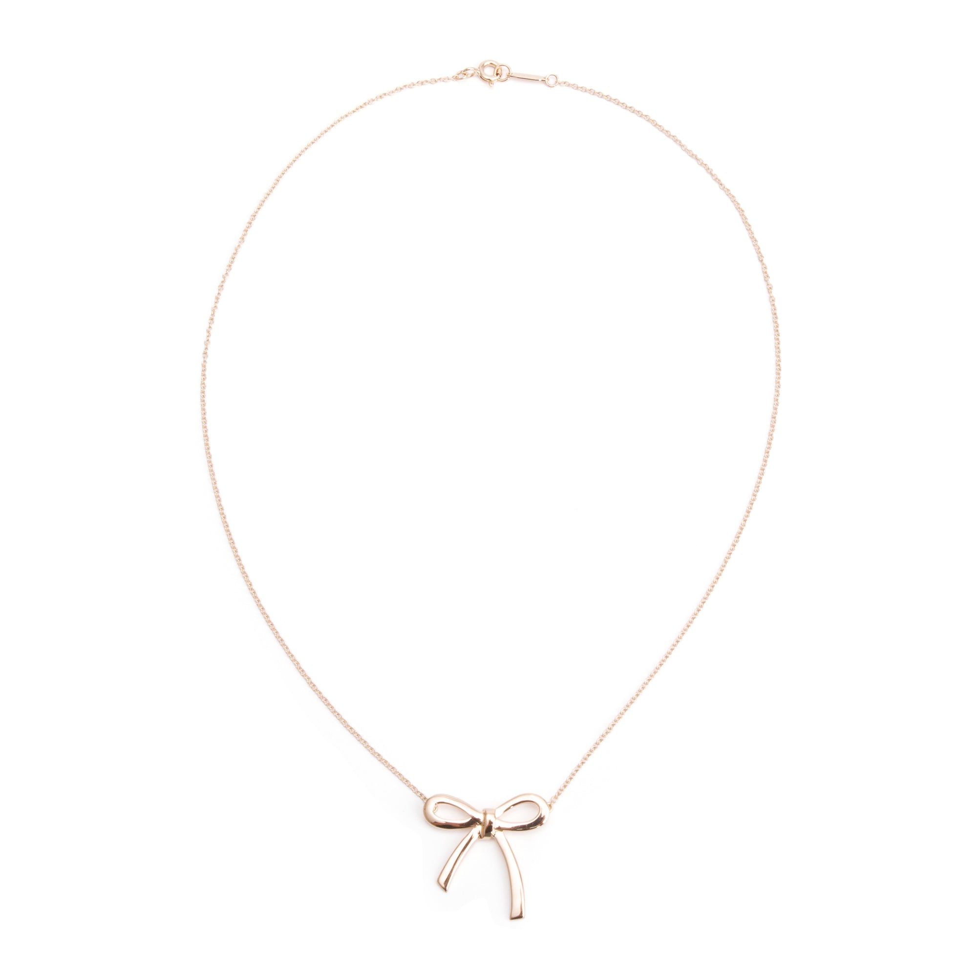 Tiffany & Co. 18k Rose Gold Bow Pendant Necklace w/ Box
