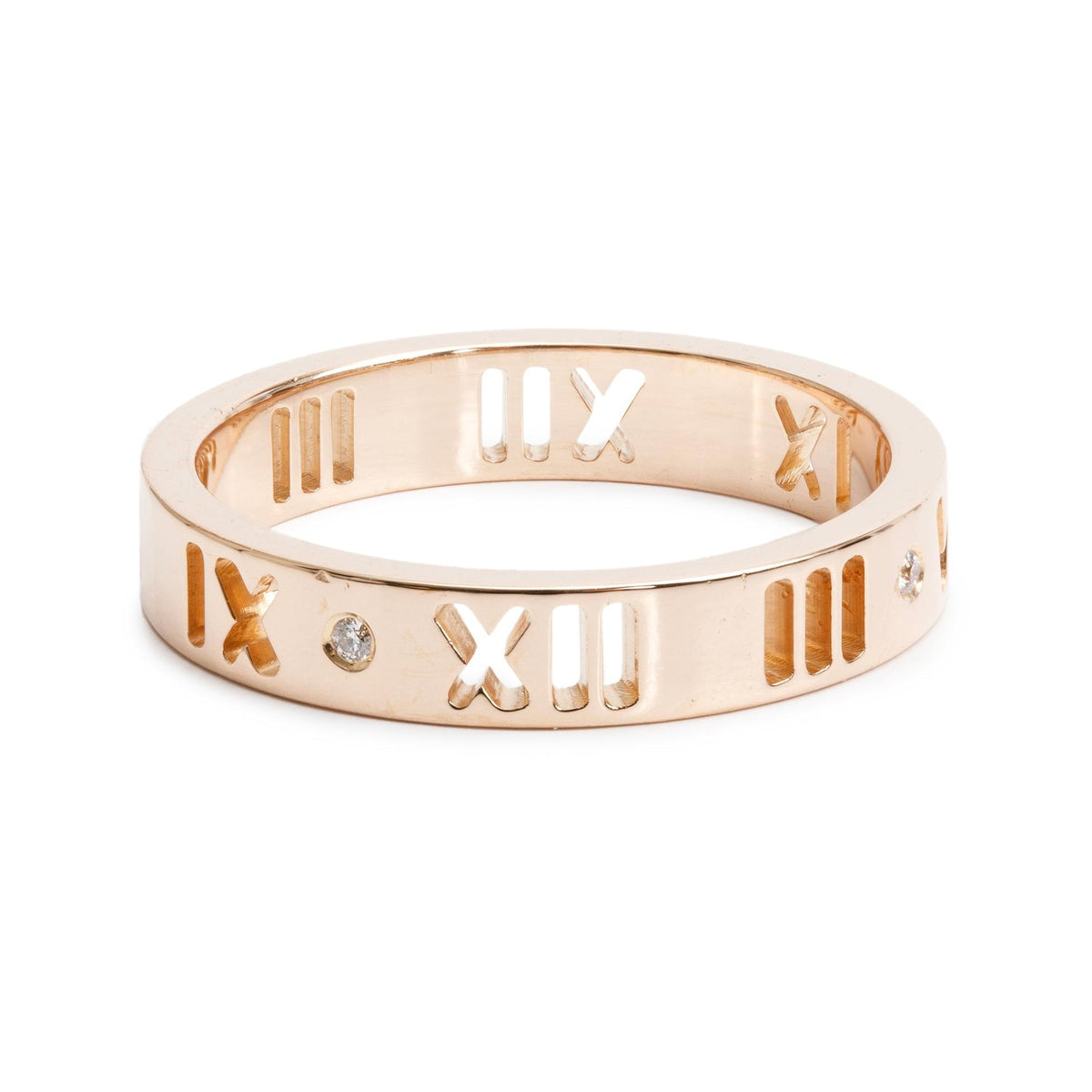 Tiffany & Co. 18k Rose Gold & Diamond Atlas Pierced 3.5 MM Band
