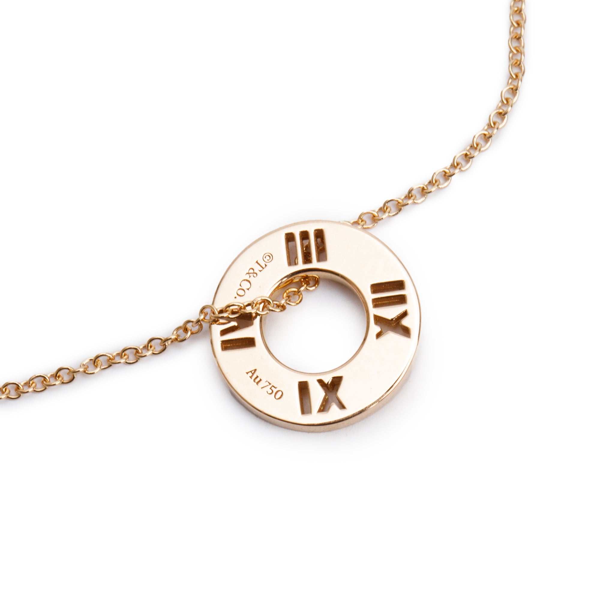 Tiffany & Co. 18k Rose Gold Diamond Atlas Pierced Pendant Necklace w/ Box