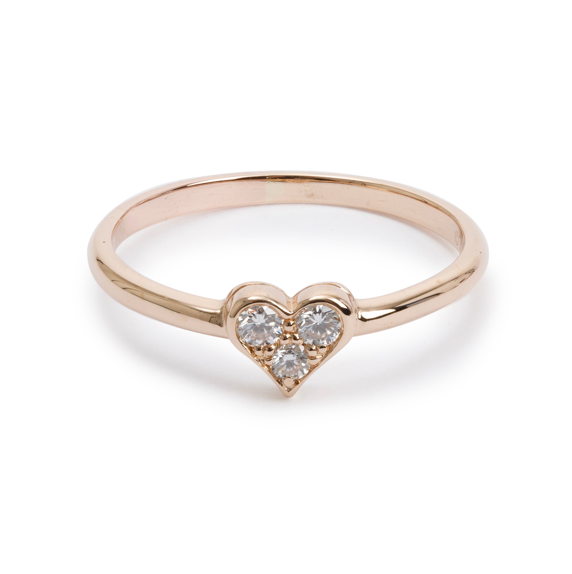 Tiffany & Co. 18k Rose Gold Diamond Heart Ring, Size 10