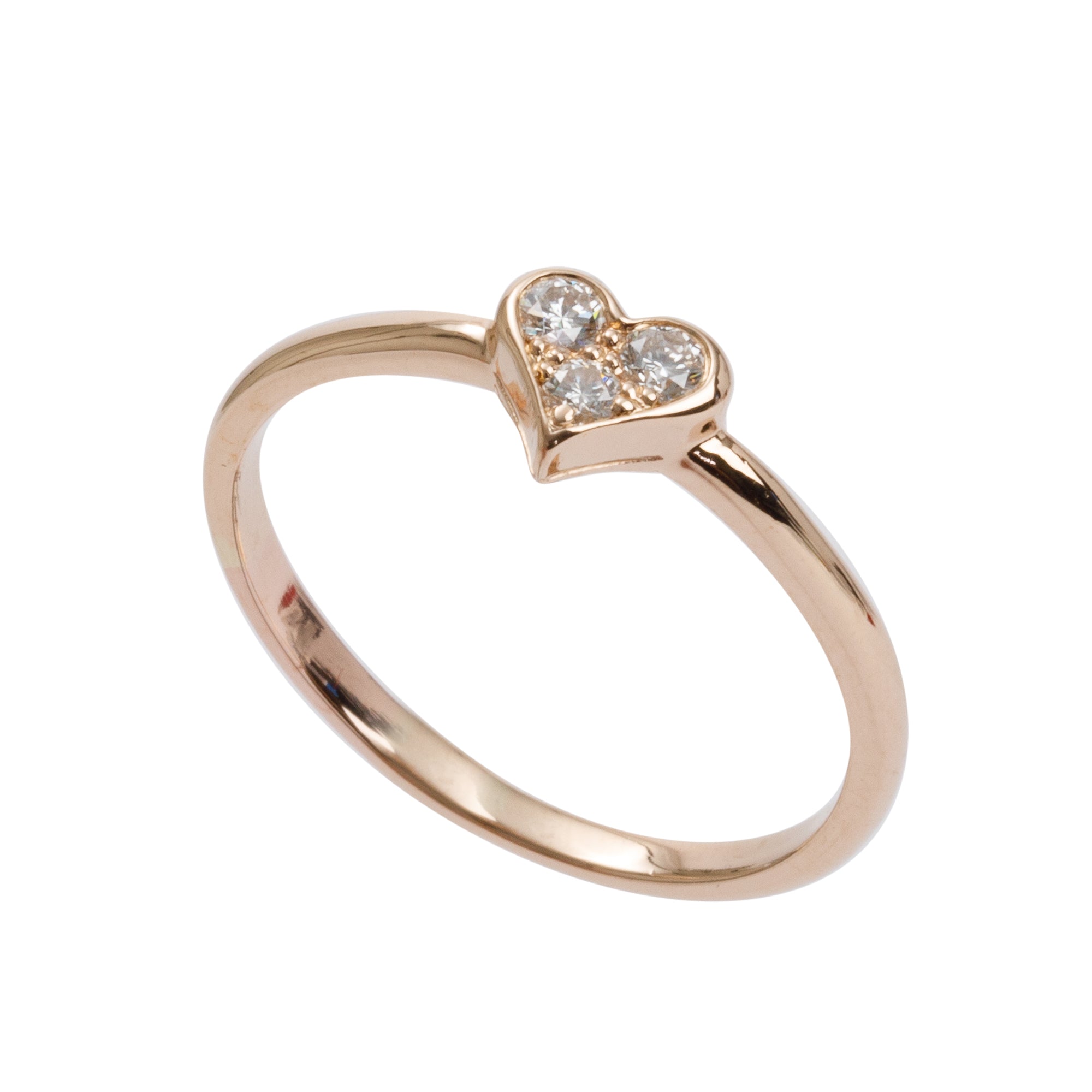 Tiffany & Co. 18k Rose Gold Diamond Heart Ring, Size 10
