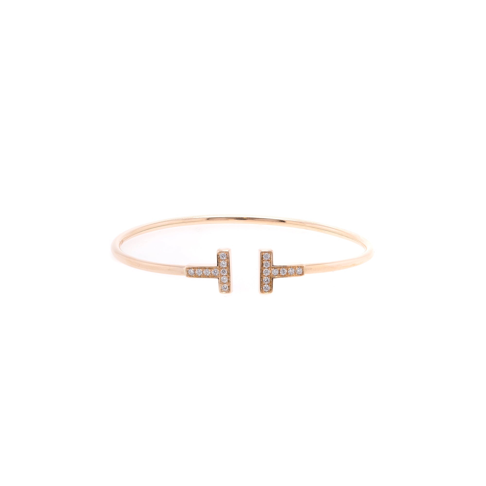 Tiffany & Co. 18k Rose Gold Diamond T Wire Bracelet